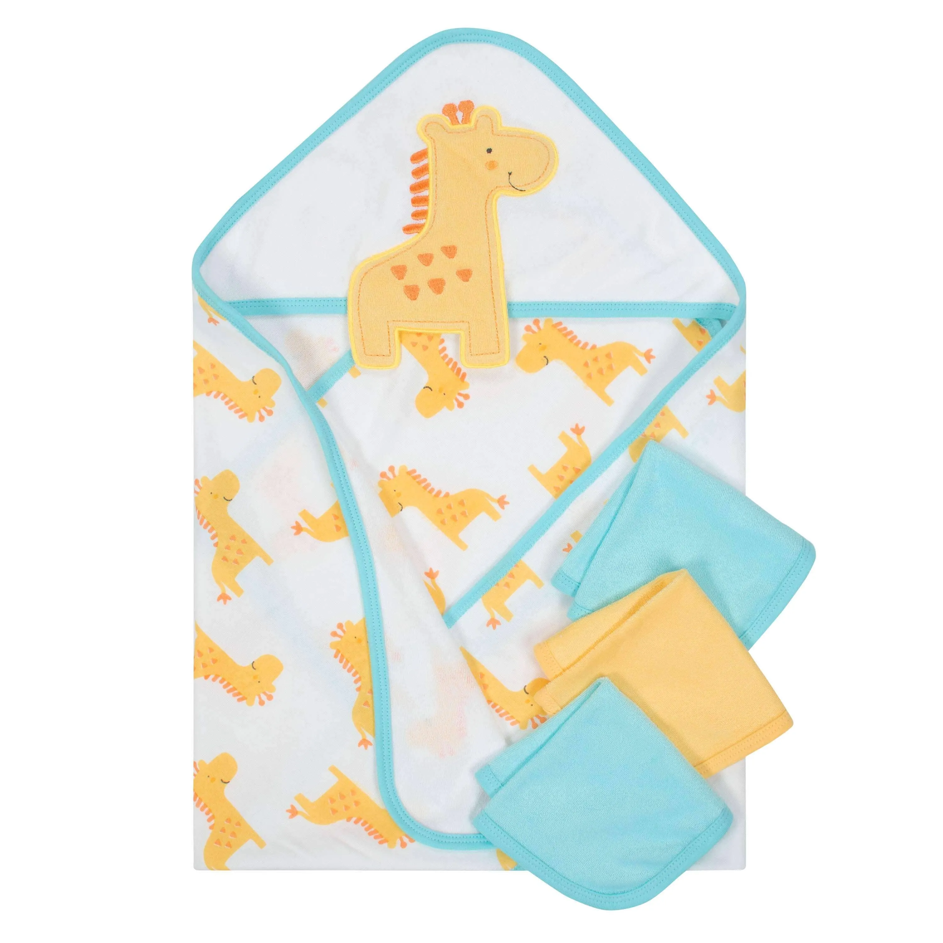 10-Piece Boys Terry Hooded Towel and Washcloth Set - Giraffe