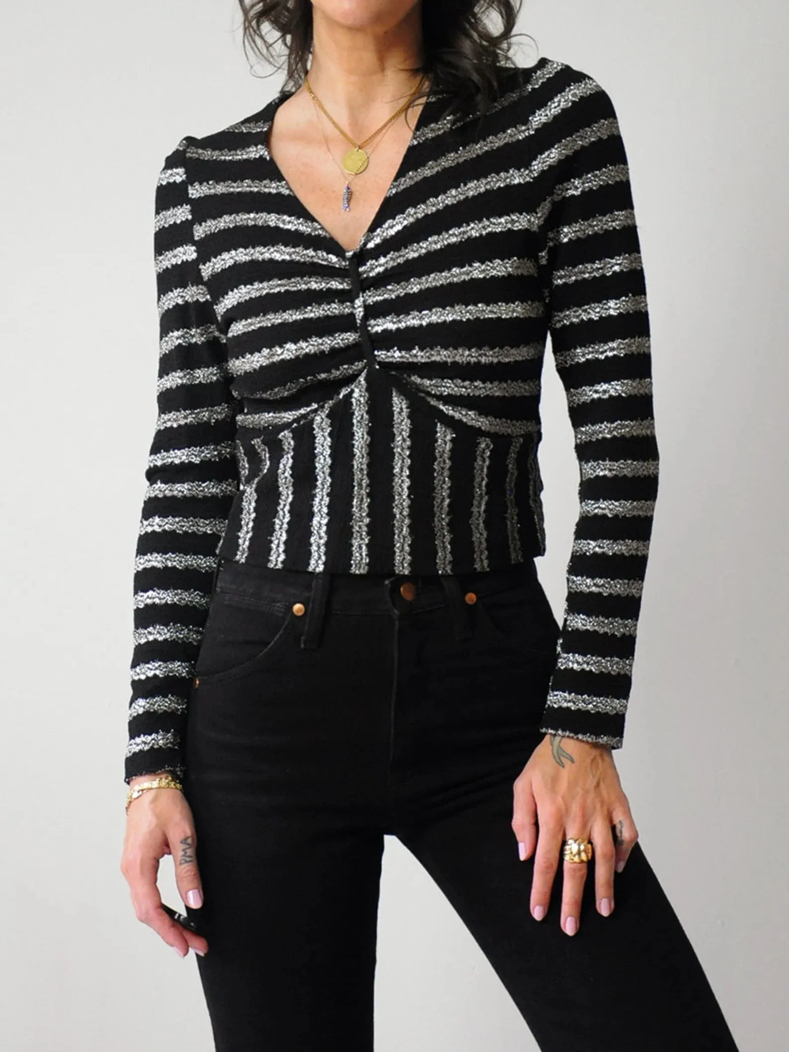 1970's Metallic Stripe Disco Top