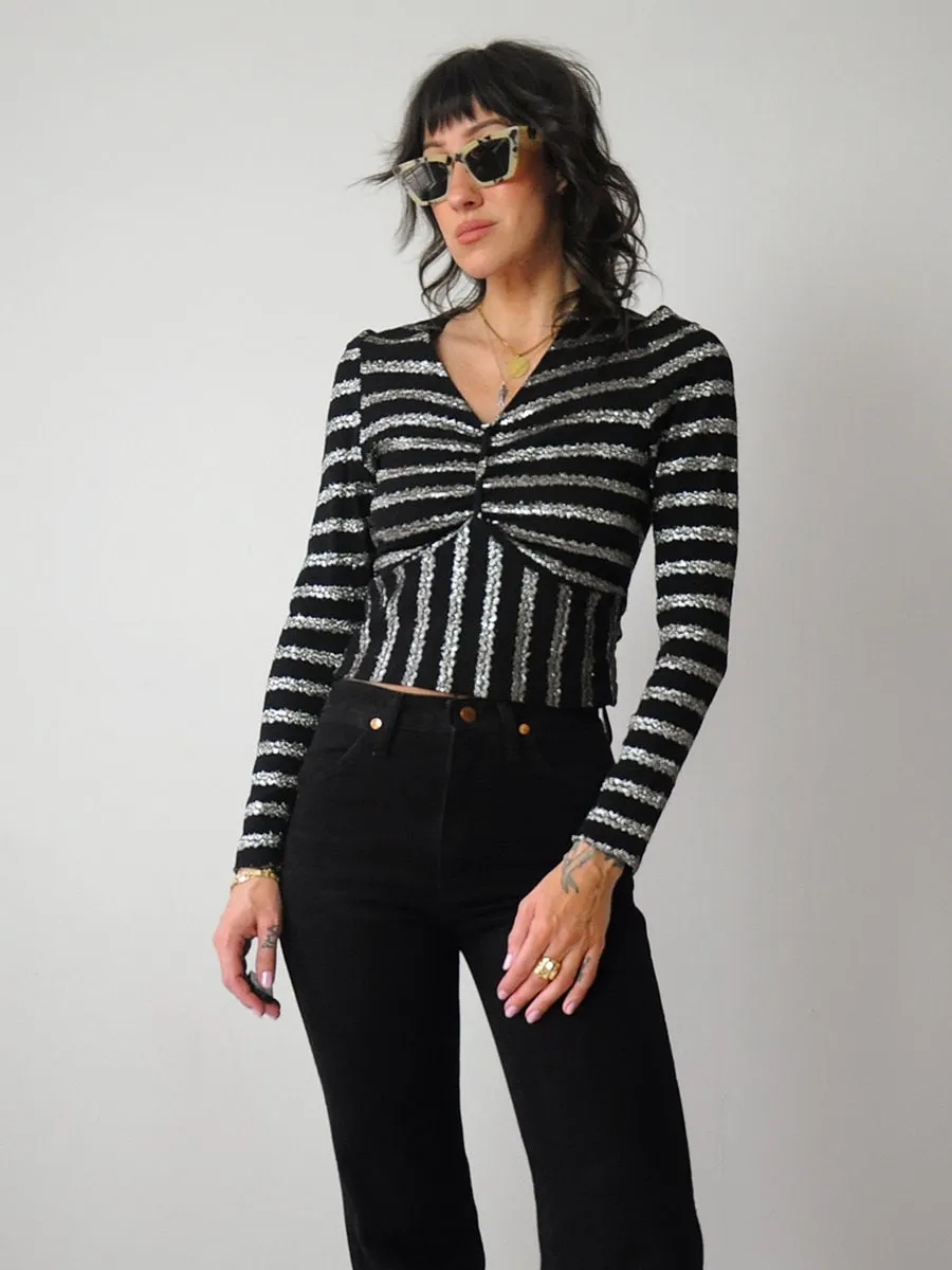 1970's Metallic Stripe Disco Top