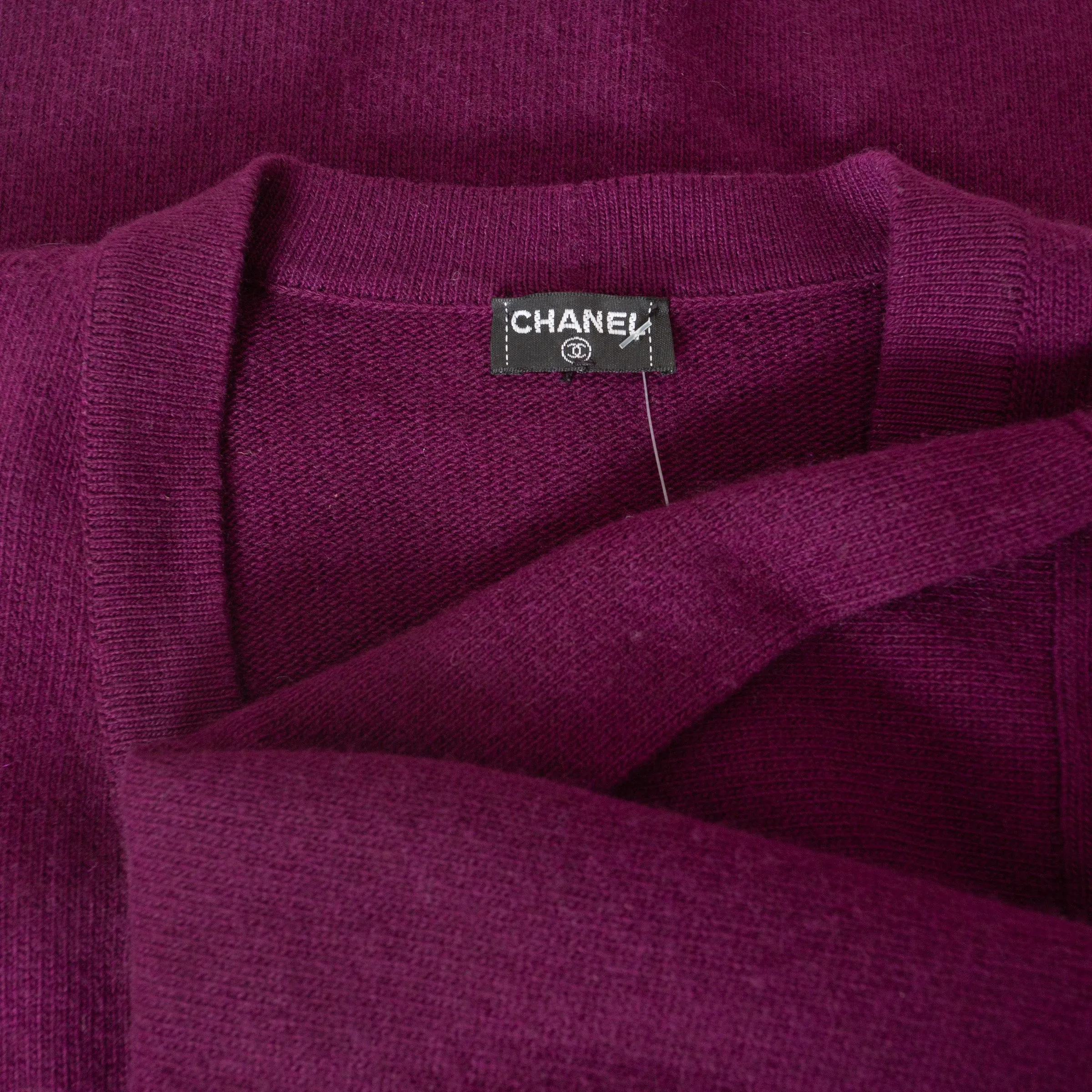 1993 Plum Cashmere CC Button Cardigan