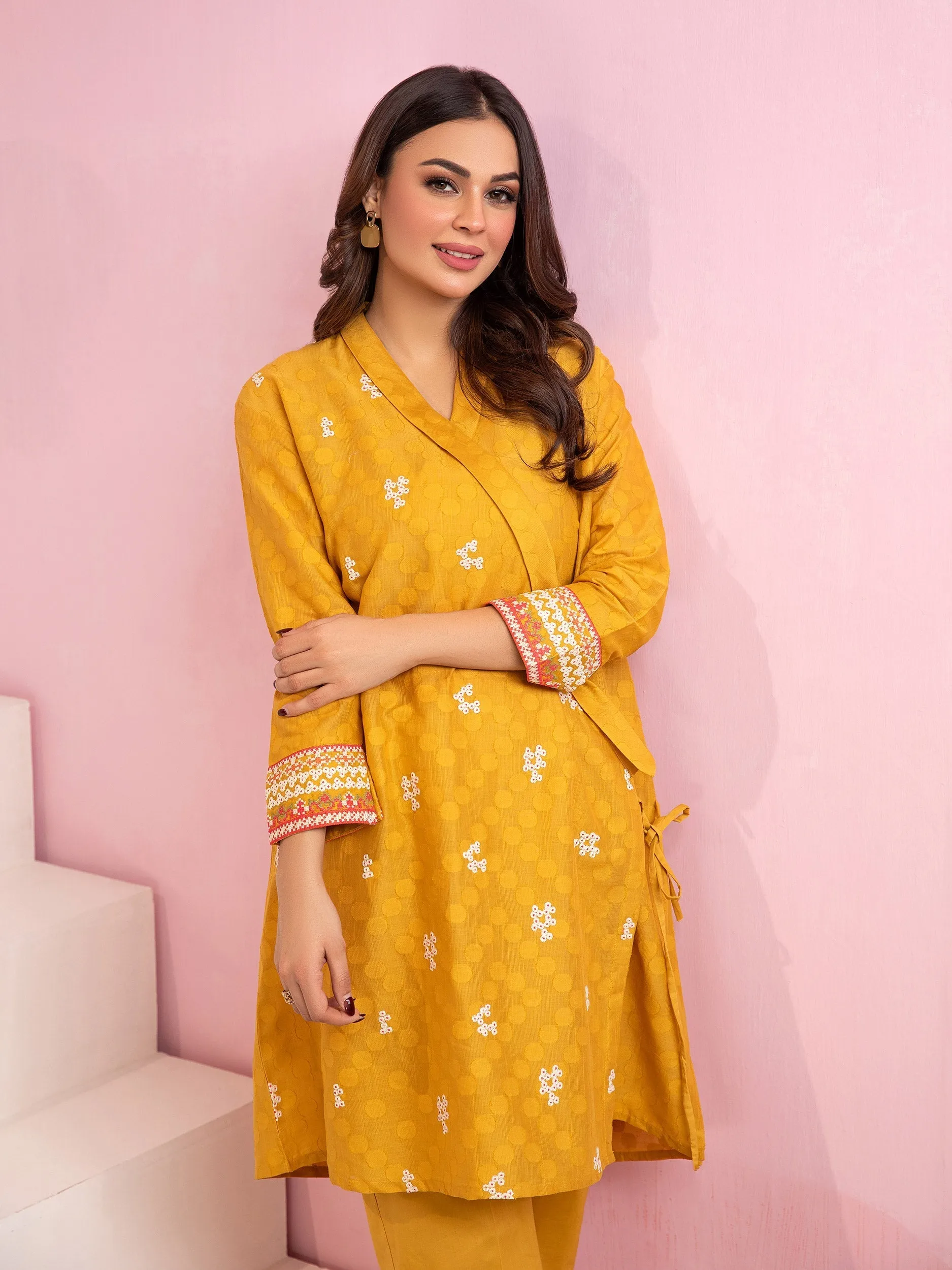 2 Piece Jacquard Suit-Embroidered (Pret)