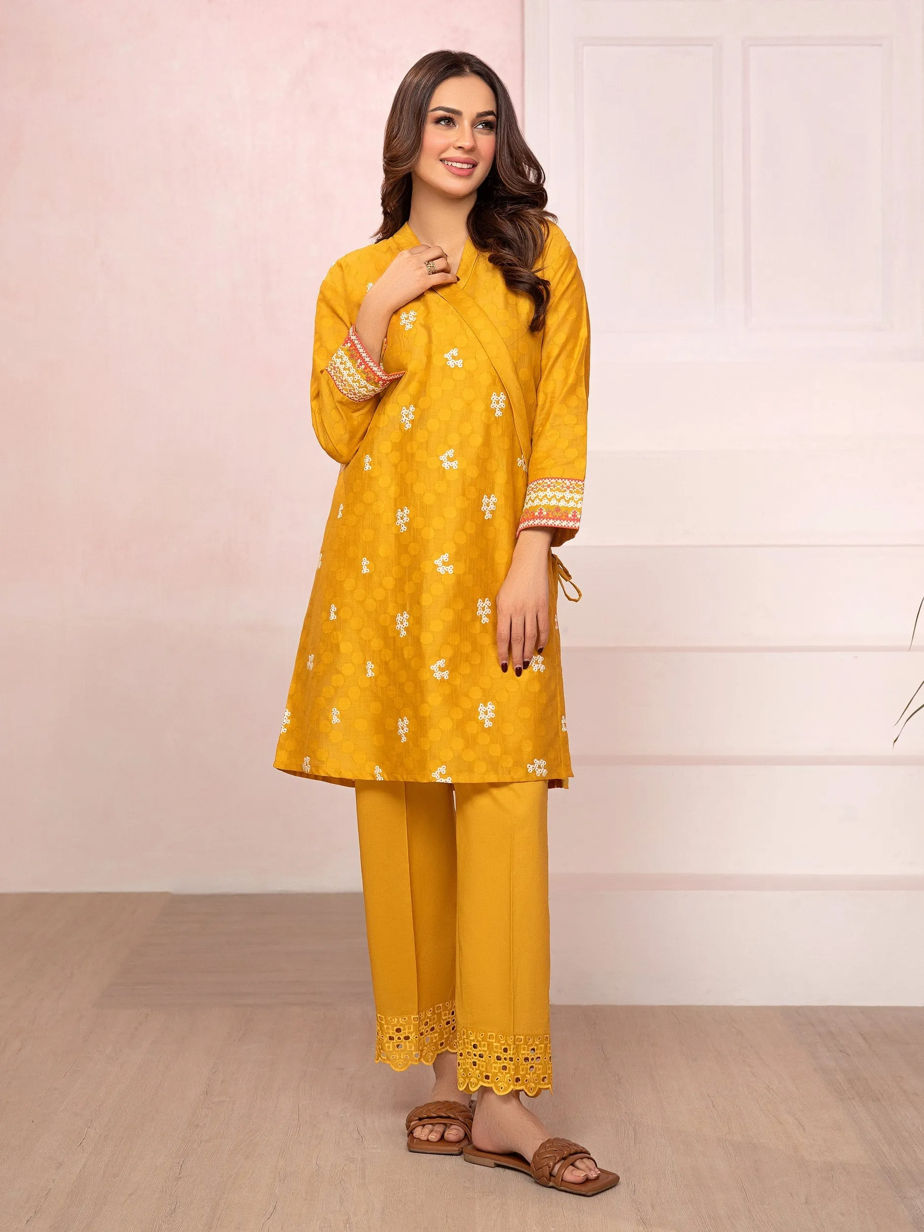 2 Piece Jacquard Suit-Embroidered (Pret)