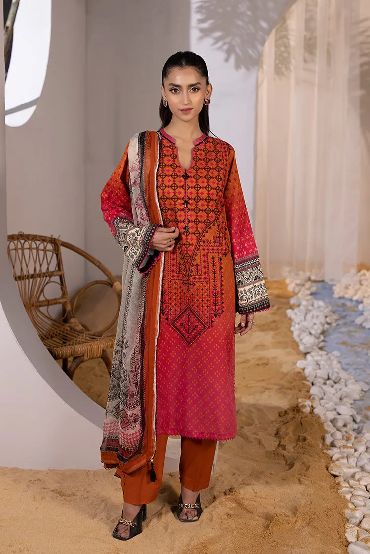 3-PC Unstitched Embroidered Lawn Suit