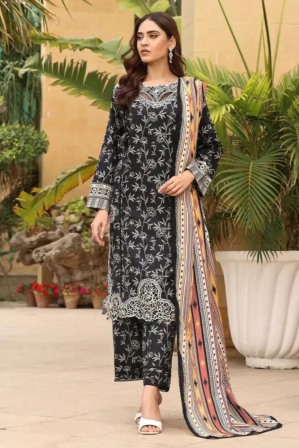 3PC Embroidered Unstitched Lawn Suit KL-2436