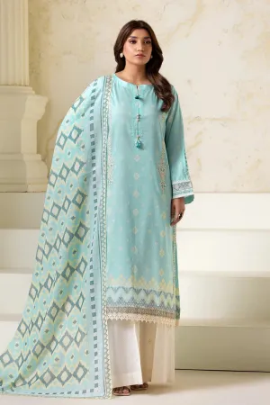 3PC Embroidered Unstitched Lawn Suit KL-2608