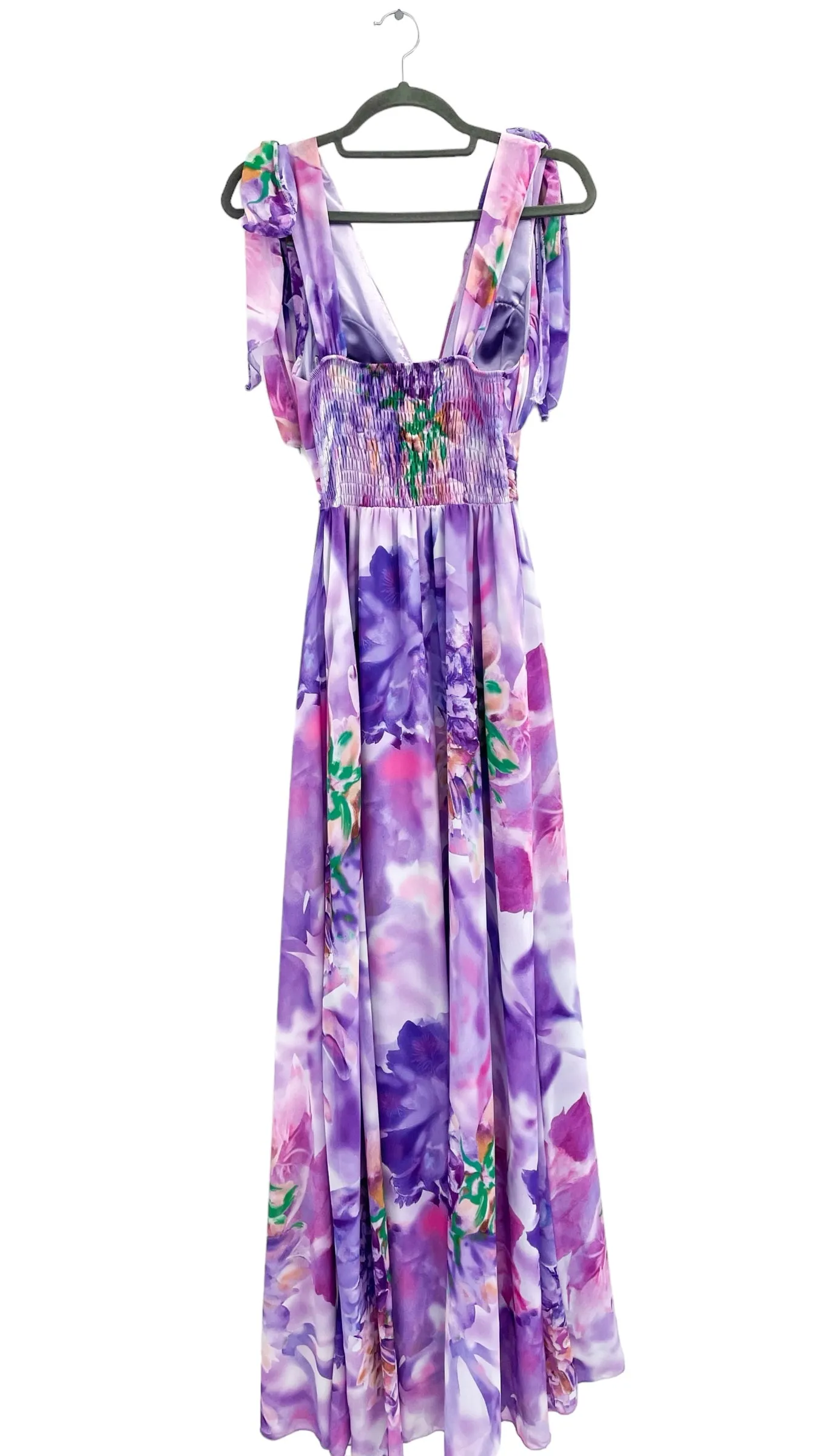 A1738 Lilac Floral Maxi Dress