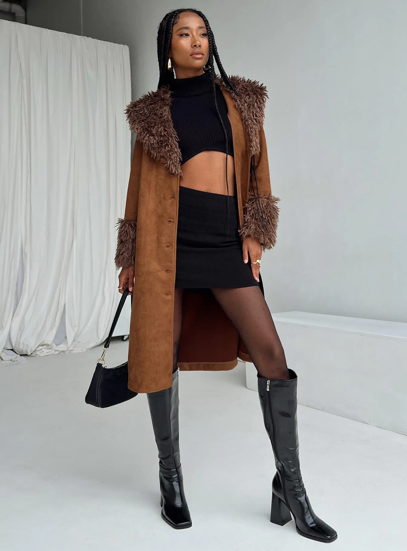 After Party Shearling Jacket Brown