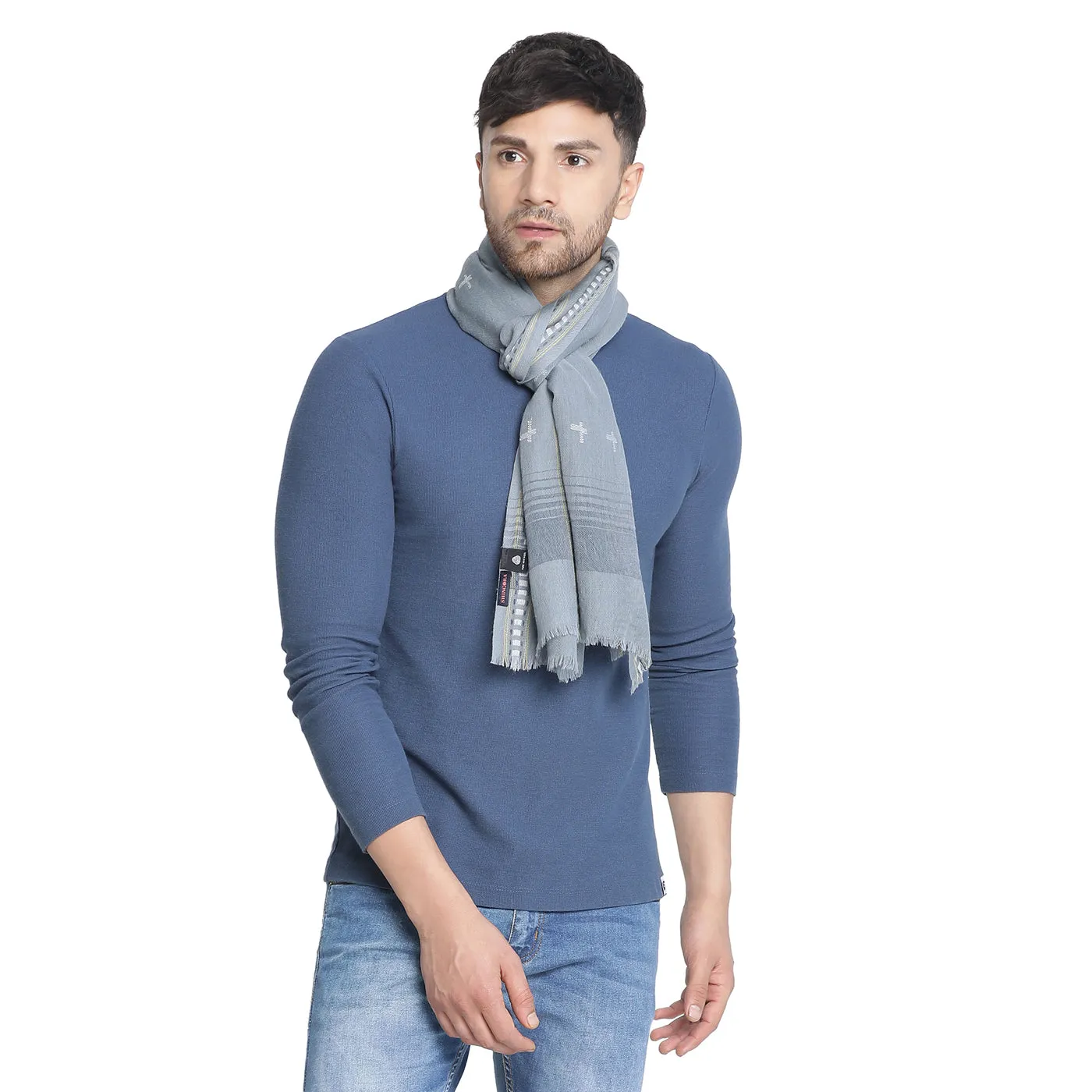 Ahil Grey Woolen Dobby Muffler