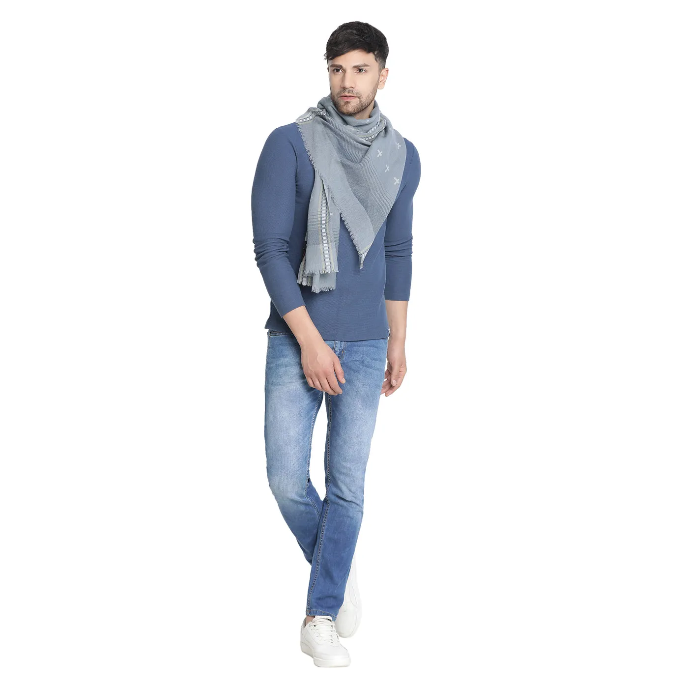 Ahil Grey Woolen Dobby Muffler