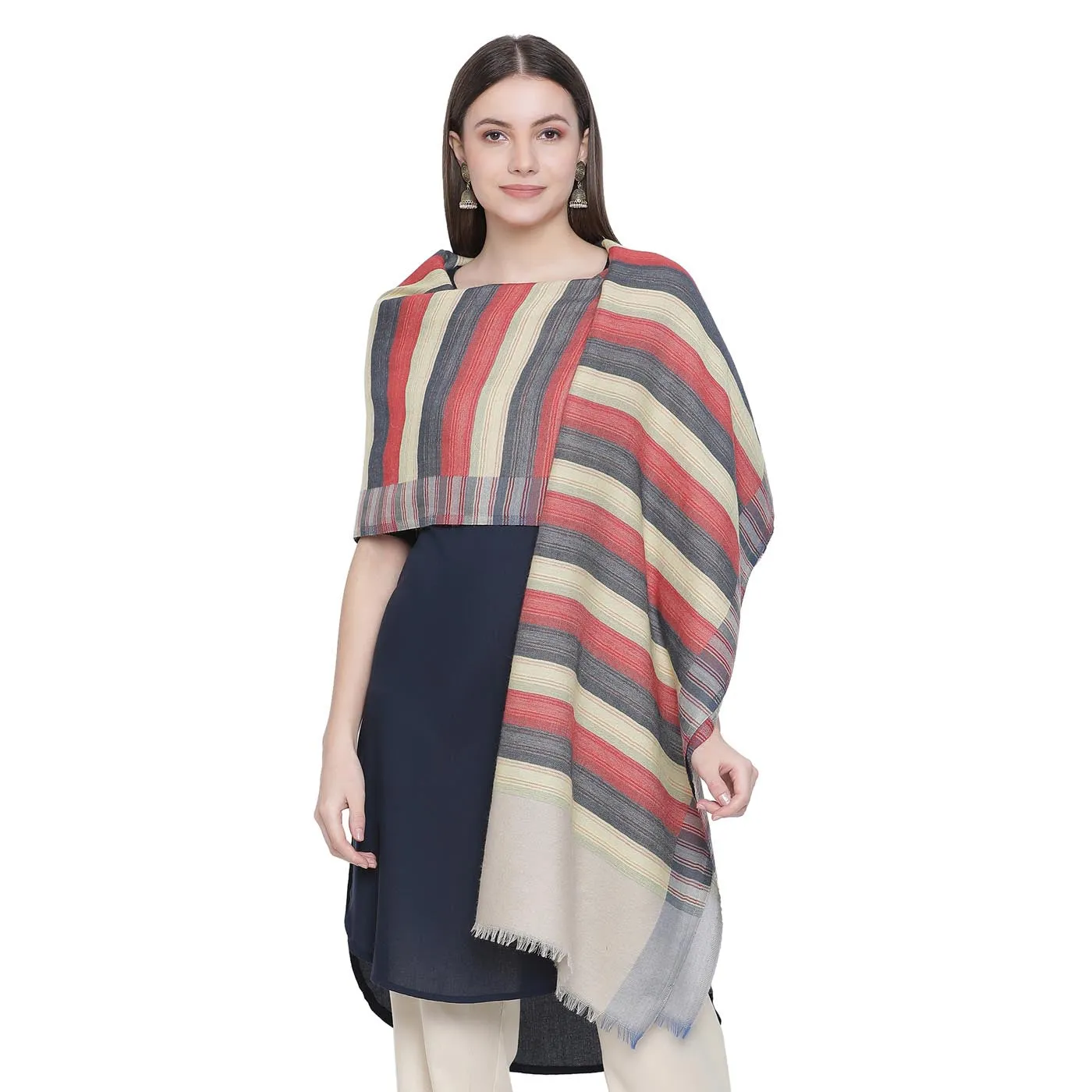 Aina: The Double faced striped Woolen Stole