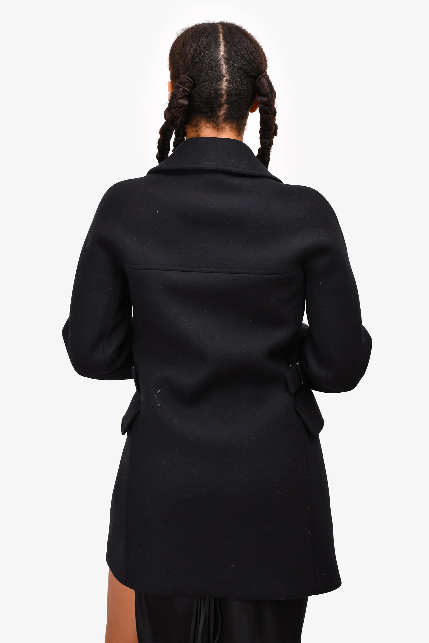 Alaïa Black Double Faced Wool Peacoat Size 38