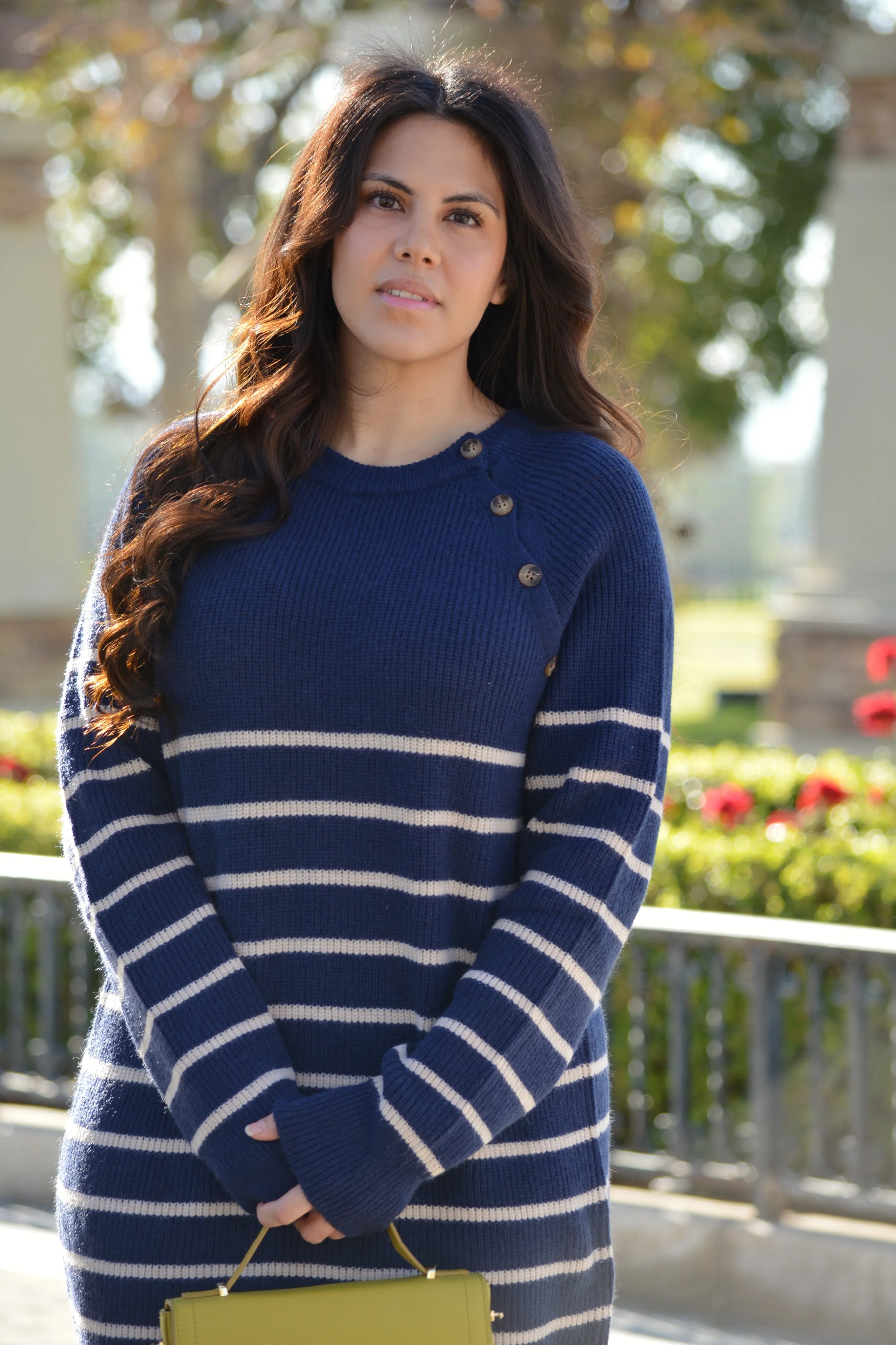 Alexis Navy Striped Sweater Dress