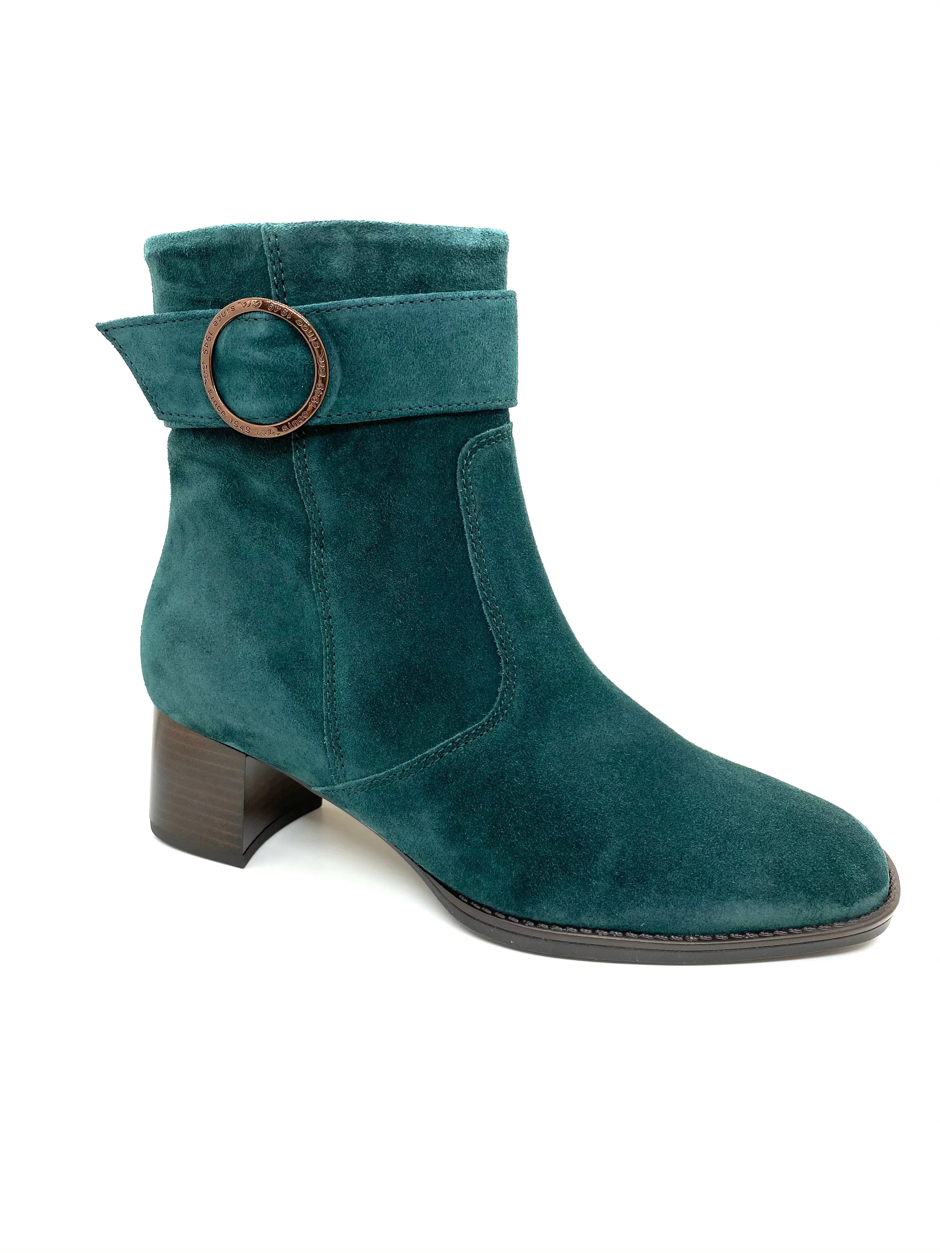 Ara Ladies Peacock Suede Block Heel Ankle Boot