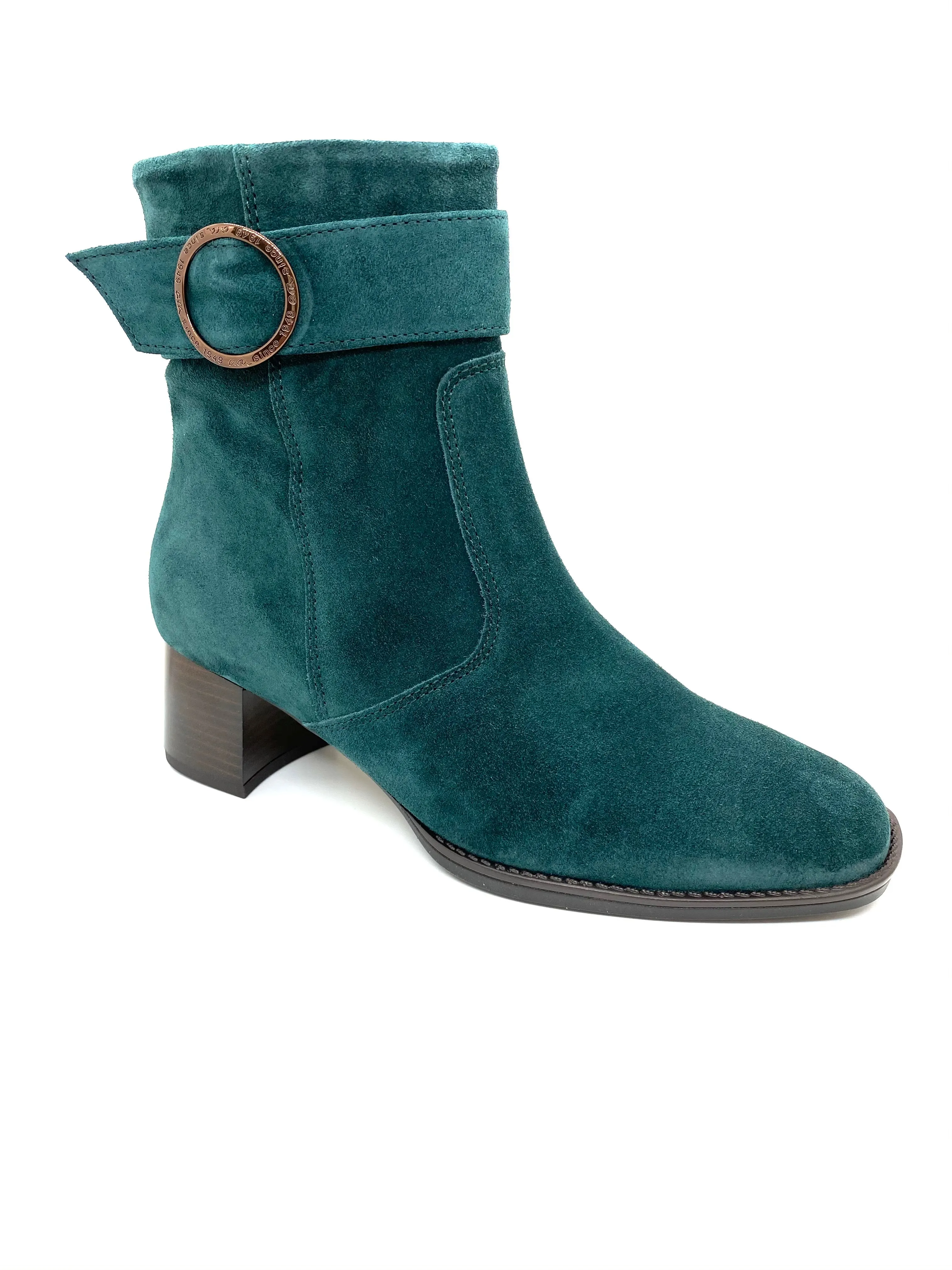 Ara Ladies Peacock Suede Block Heel Ankle Boot