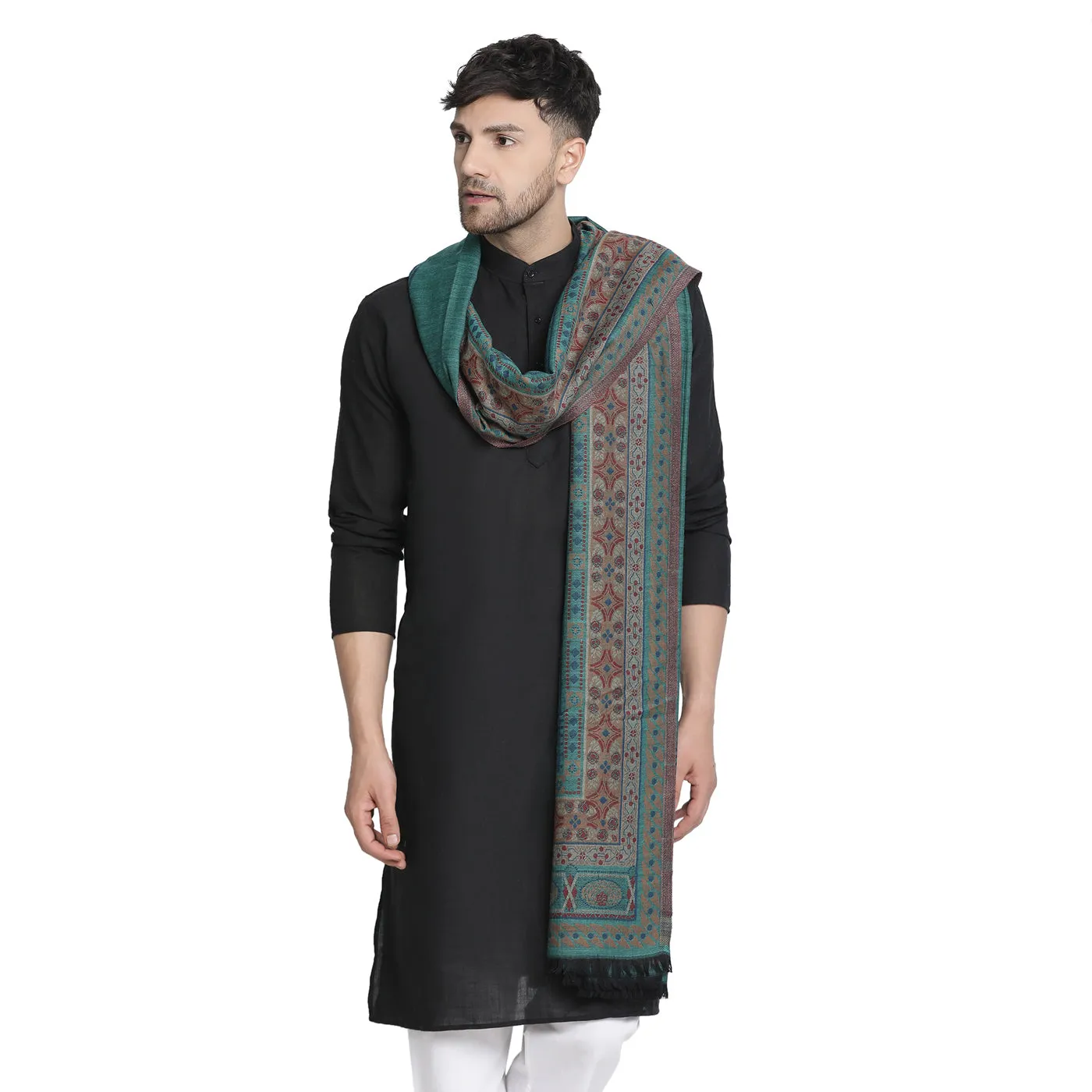 Ares Sea Green Wool Jacquard Lohi