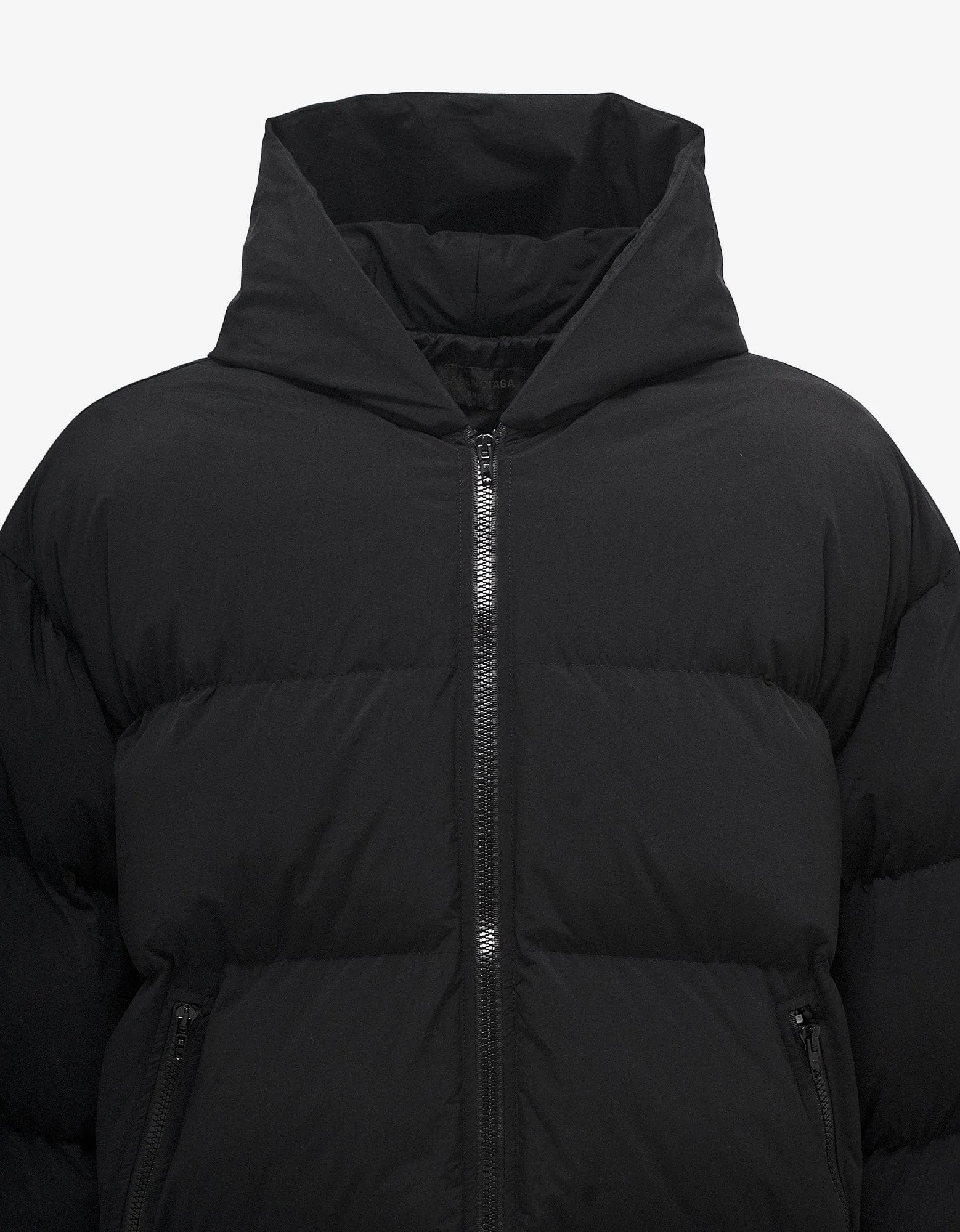 Balenciaga Stylish Black Sporty B Hooded Puffer Jacket for Men