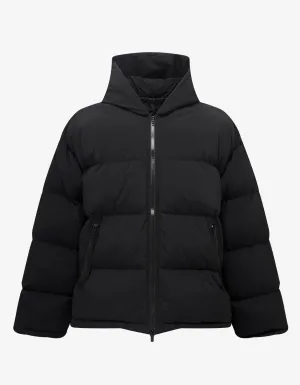 Balenciaga Stylish Black Sporty B Hooded Puffer Jacket for Men