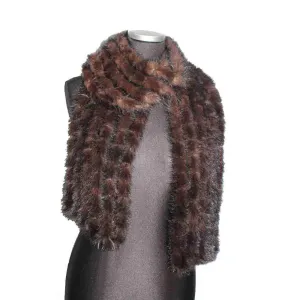 Balled Mink Fur Muffler - Brown