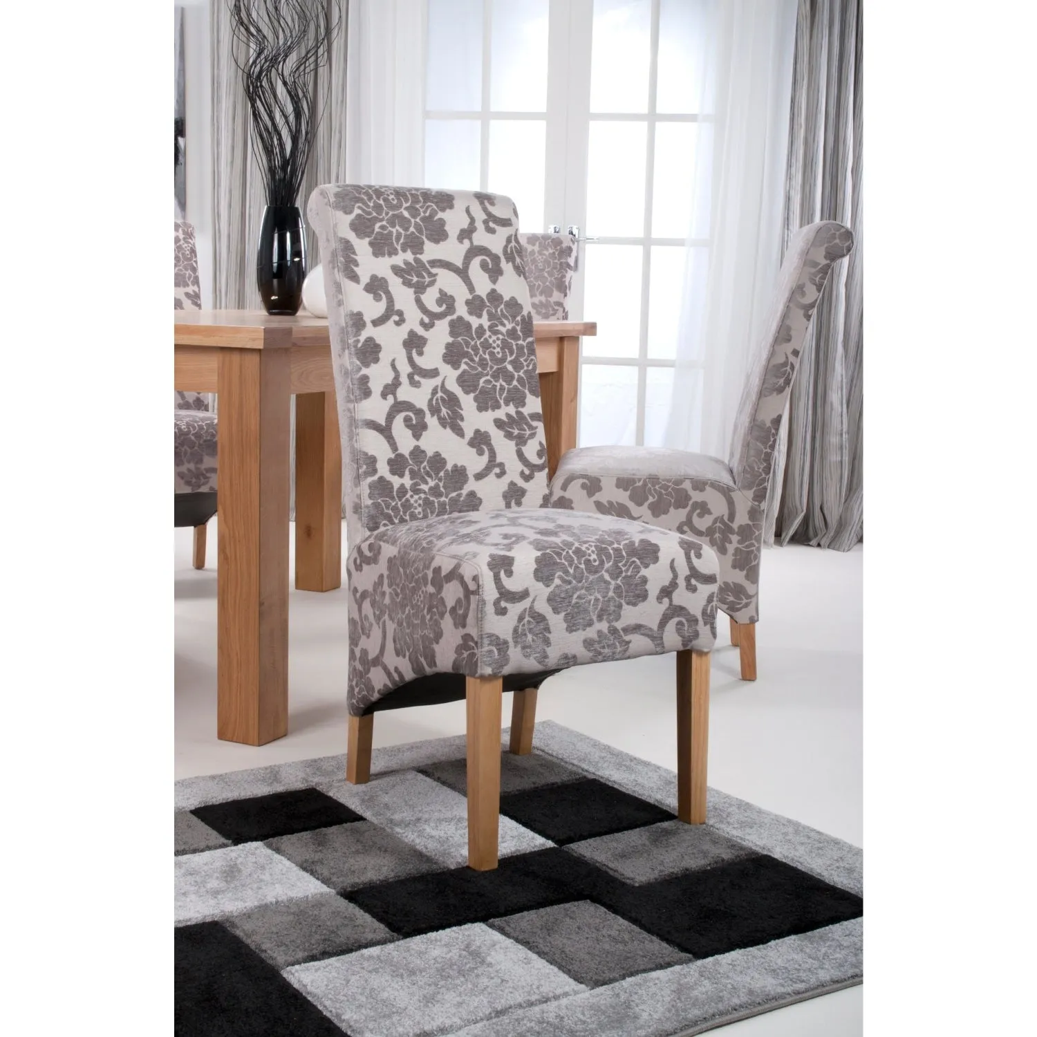 Baroque Velvet Mink Dining Chair Set of 2