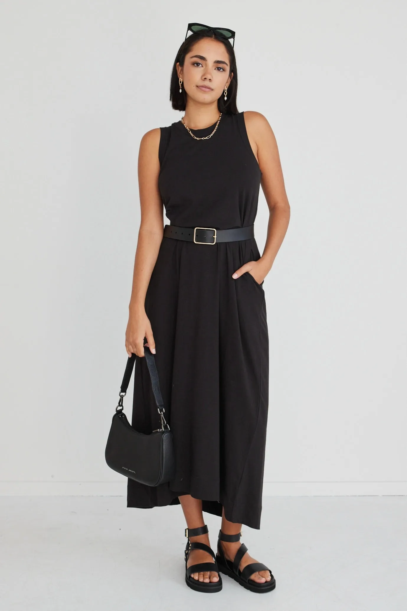 Base Black Knit Swing Dress