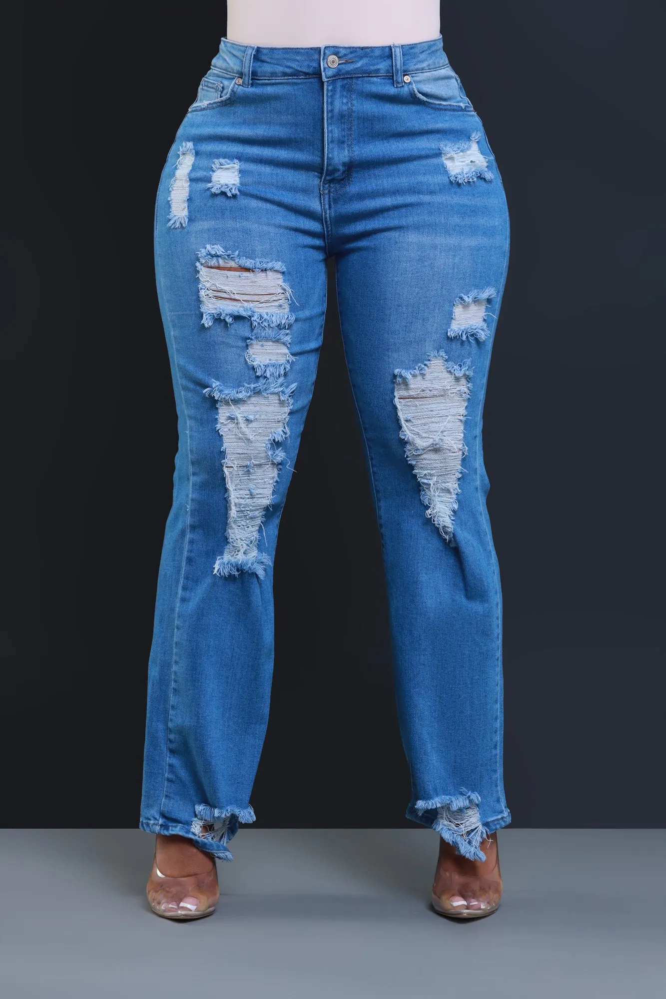 Beg For It Distressed Hourglass Straight Leg Jeans - Light Wash