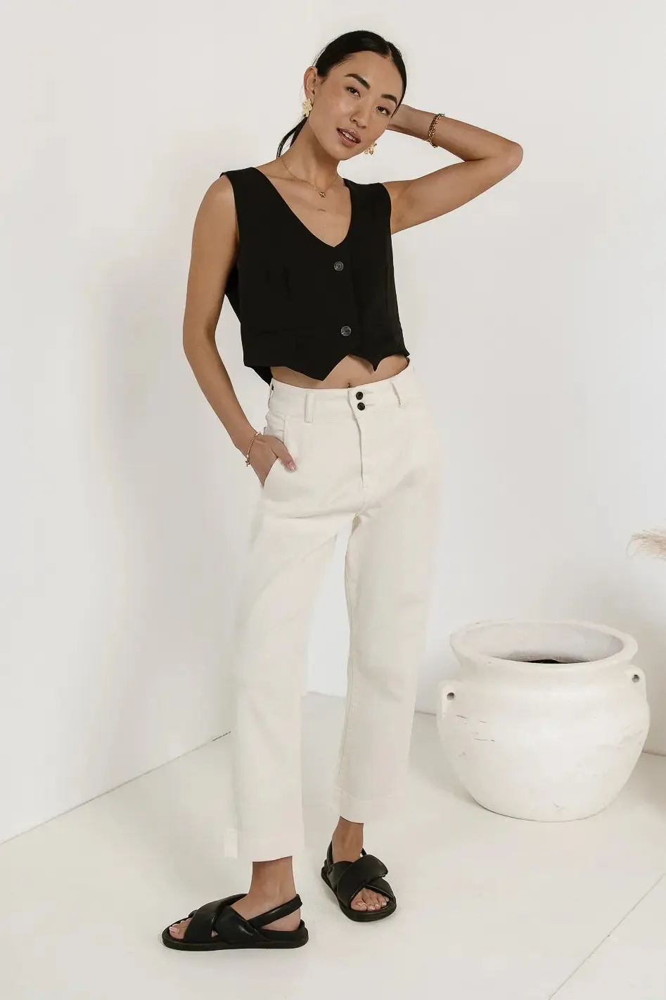 Bella Straight Leg Jeans in Cream - FINAL SALE