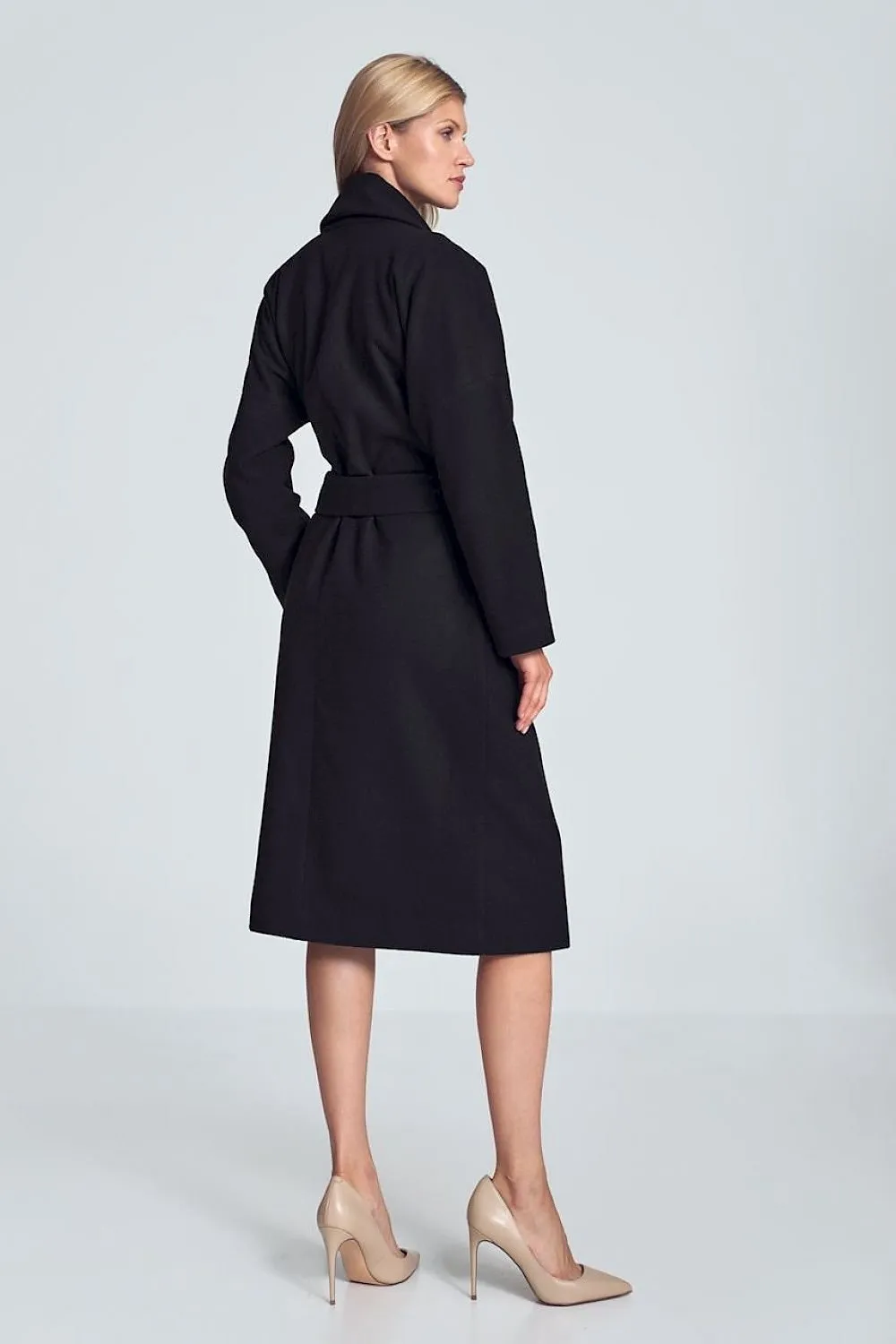 Black autumn coat, 7/8 length Figl