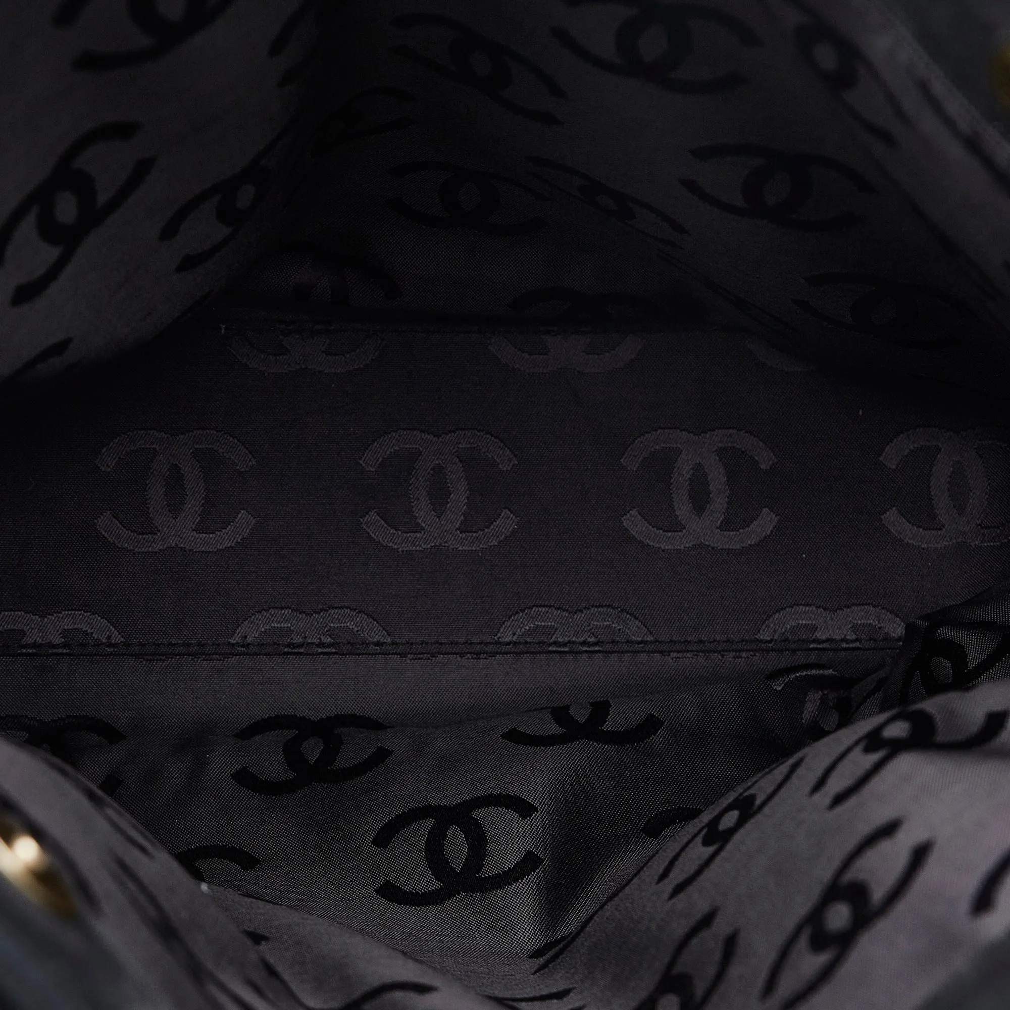 Black Chanel Wild Stitch CC Suede Leather Tote