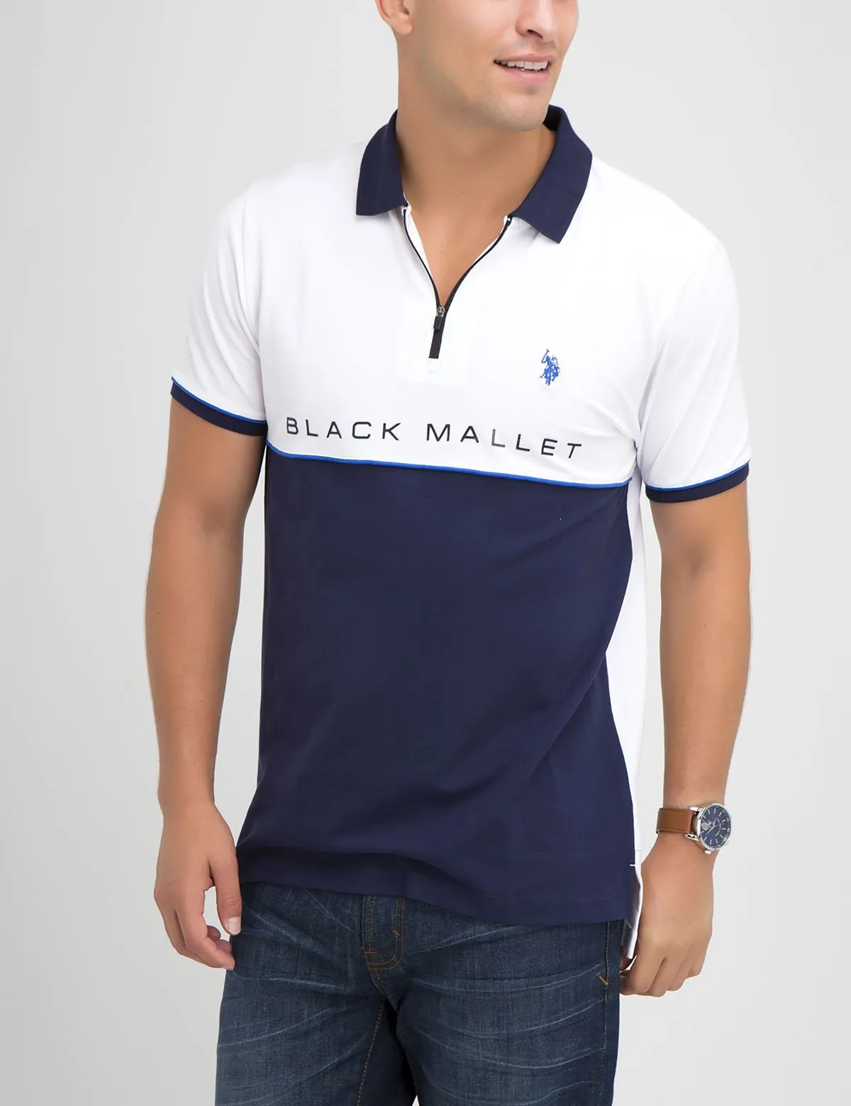 BLACK MALLET COLORBLOCK POLO SHIRT