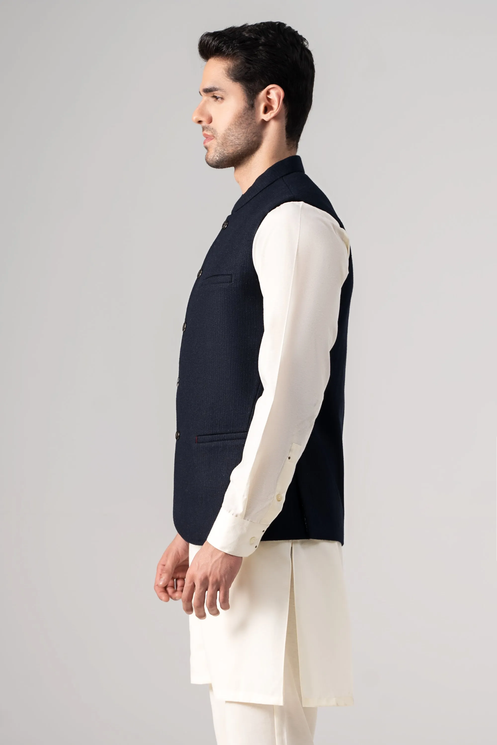 Blended Woolen Waistcoat - PREMIUM COLLECTION NAVY