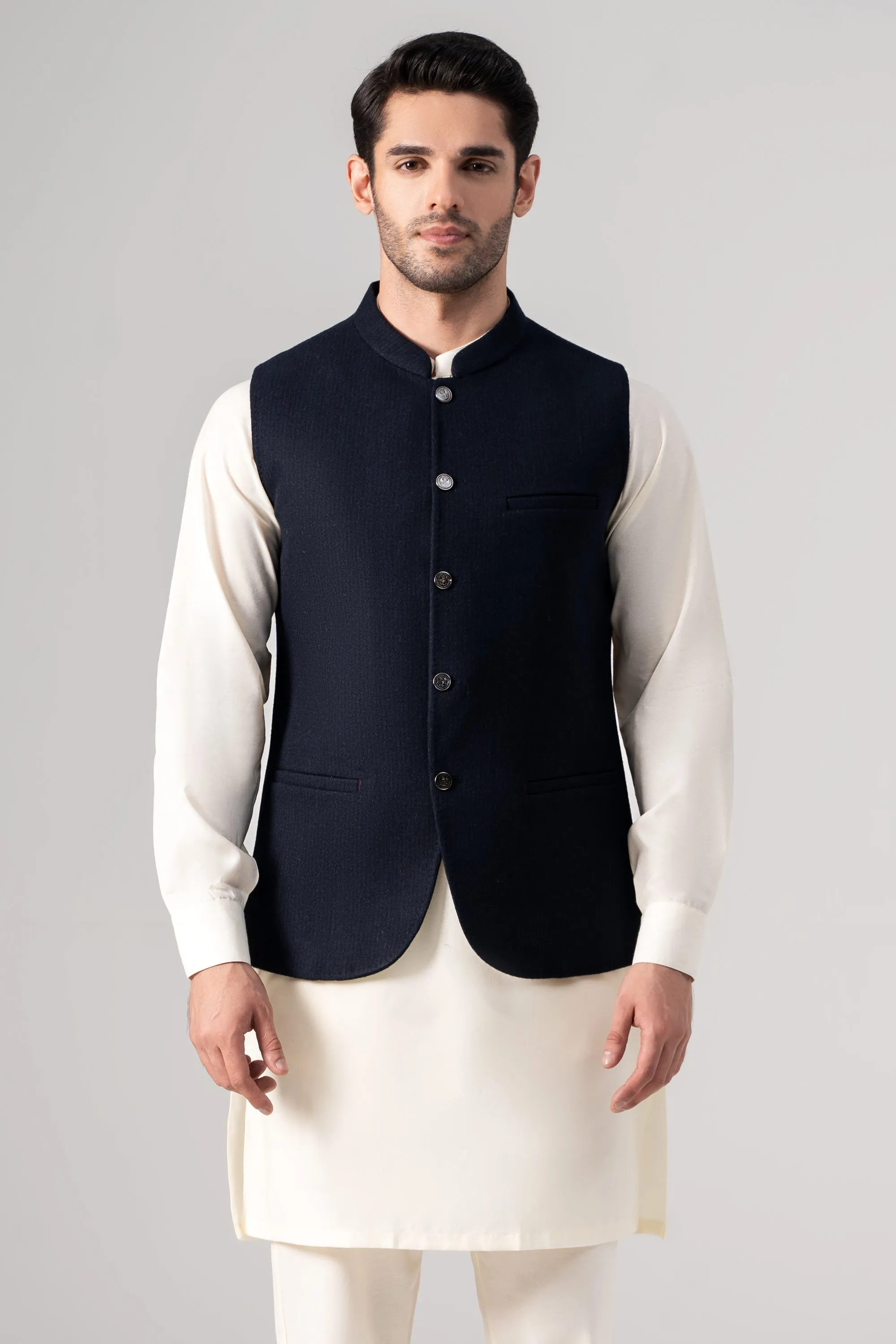 Blended Woolen Waistcoat - PREMIUM COLLECTION NAVY