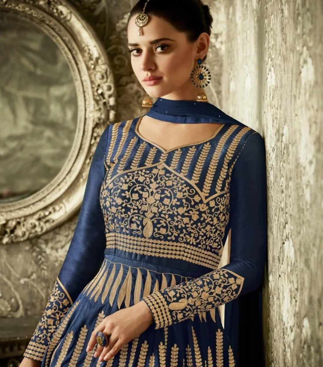 Blue Bangalori Silk Semi Stitch Suit