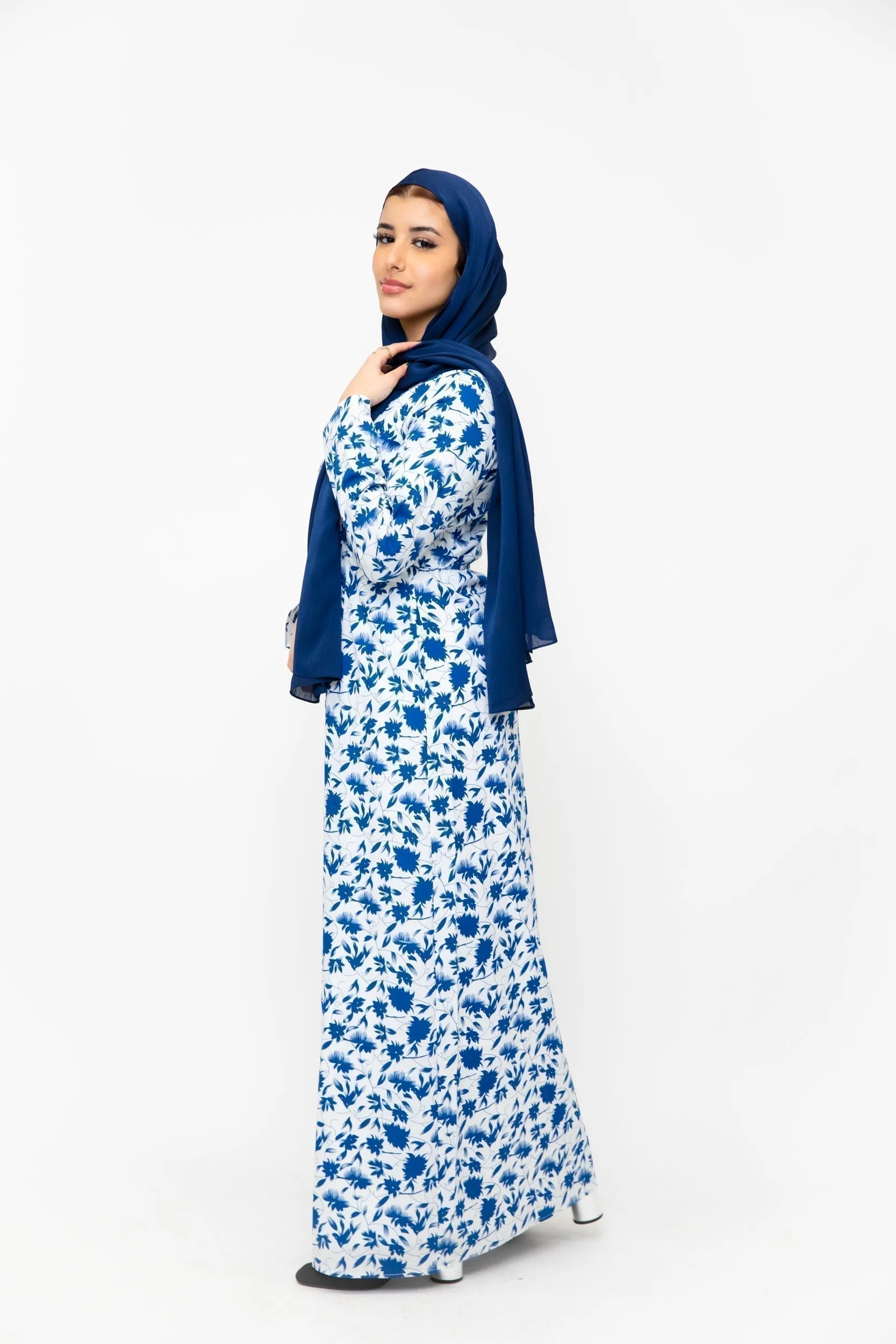 Blue Meadows Floral Long Sleeve Maxi Dress-CLEARANCE