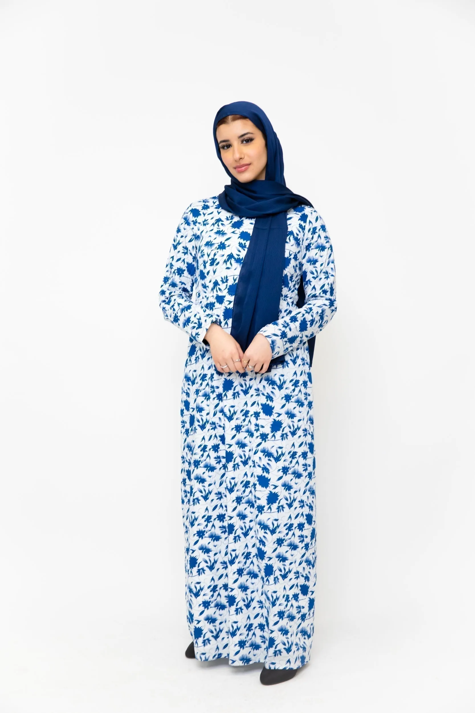 Blue Meadows Floral Long Sleeve Maxi Dress-CLEARANCE