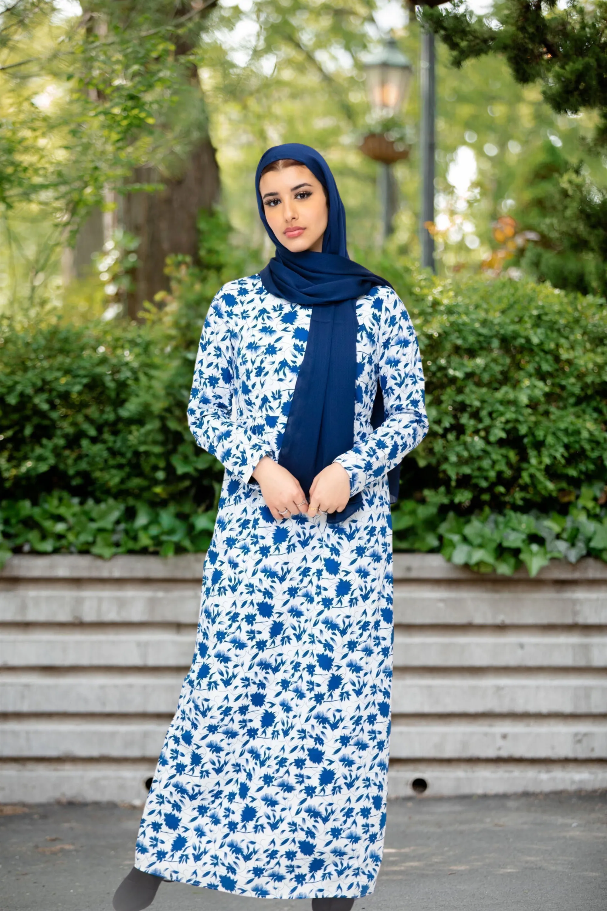 Blue Meadows Floral Long Sleeve Maxi Dress-CLEARANCE