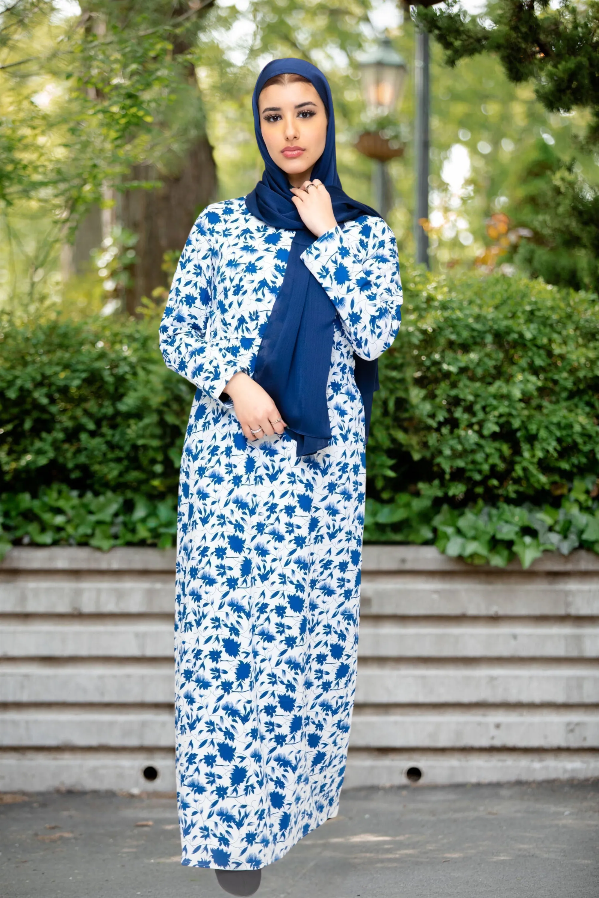 Blue Meadows Floral Long Sleeve Maxi Dress-CLEARANCE