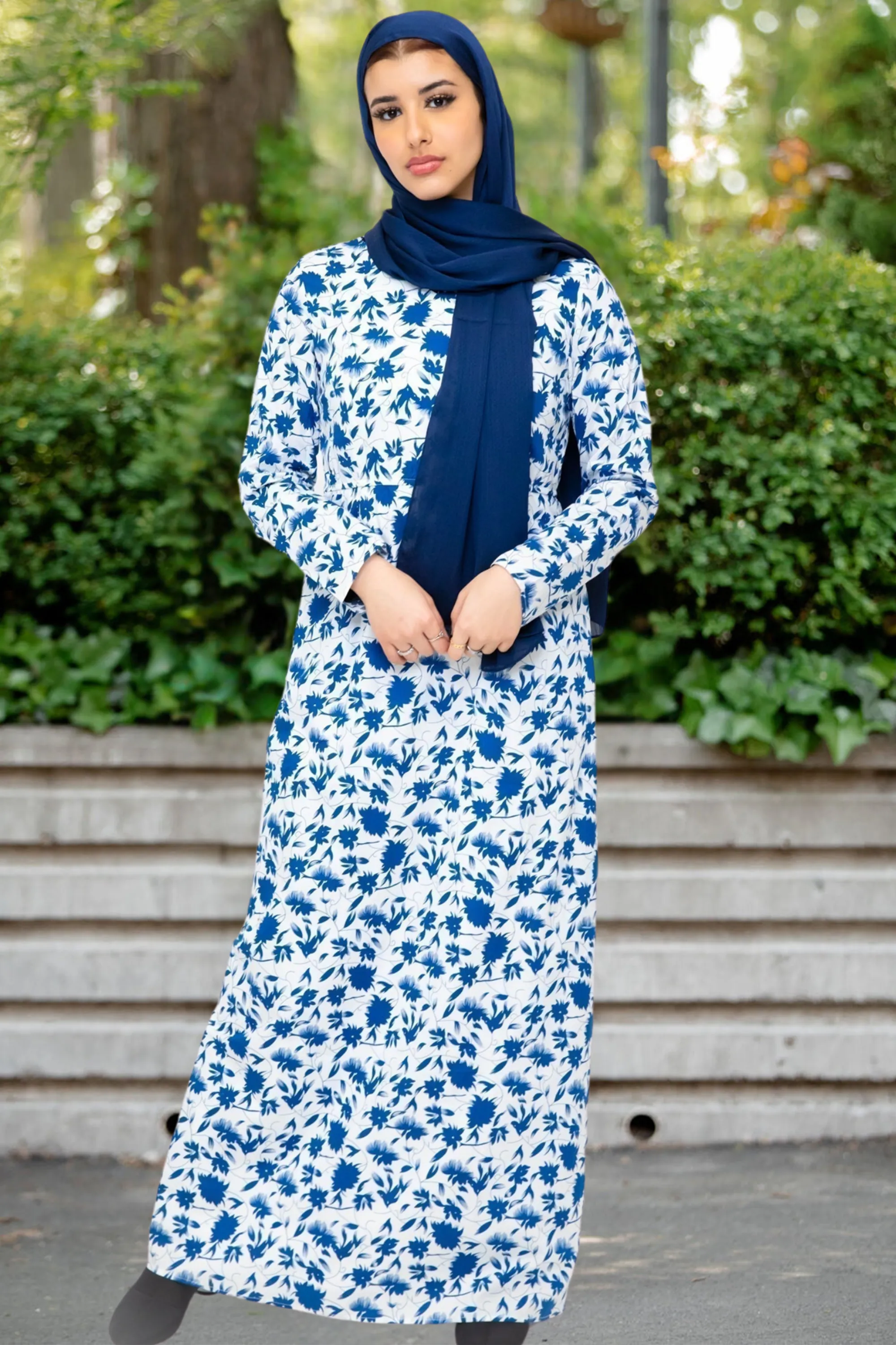 Blue Meadows Floral Long Sleeve Maxi Dress-CLEARANCE