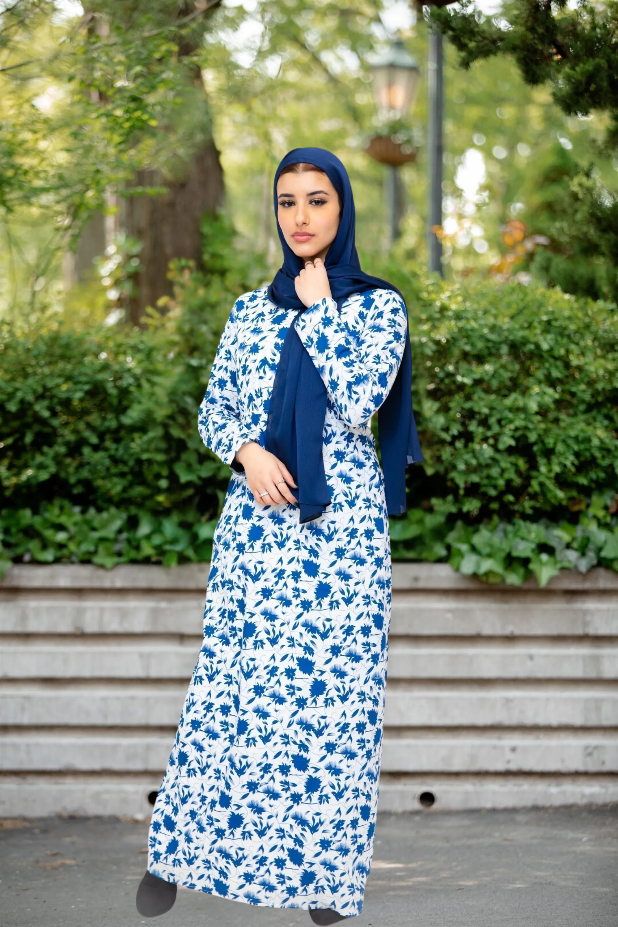 Blue Meadows Floral Long Sleeve Maxi Dress-CLEARANCE