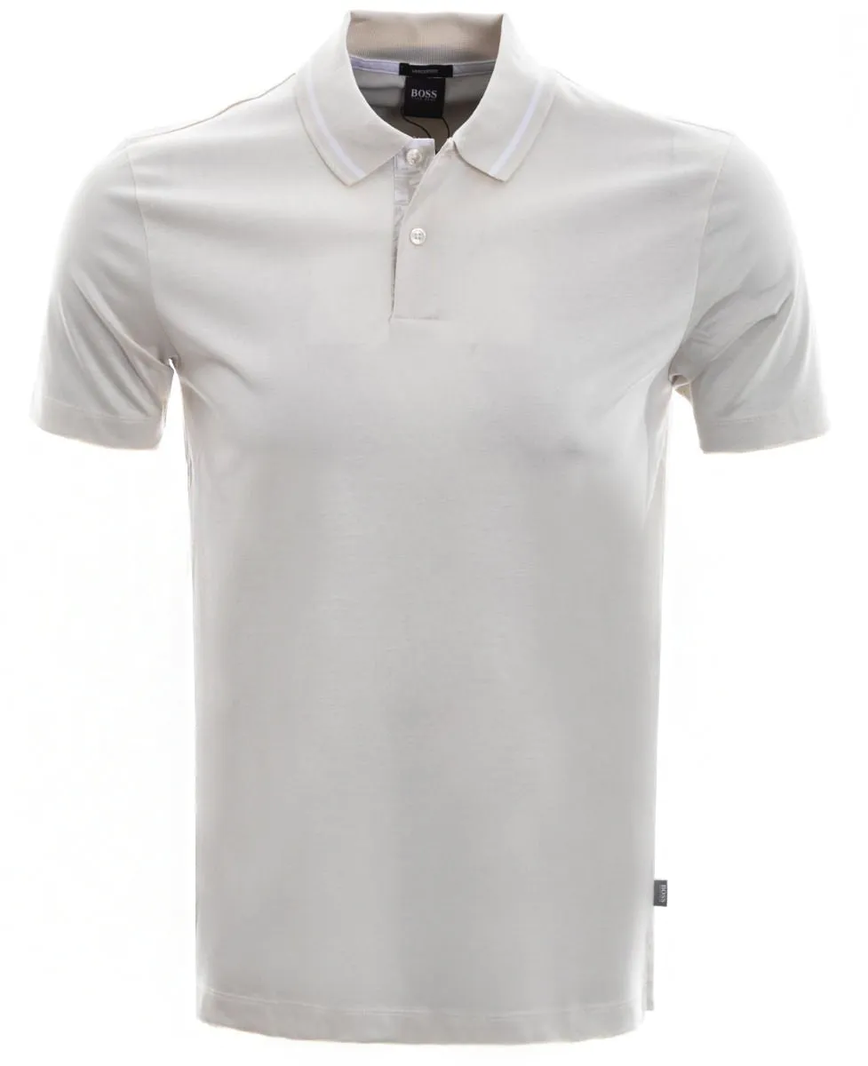 BOSS Parlay 124 Polo Shirt in Off White