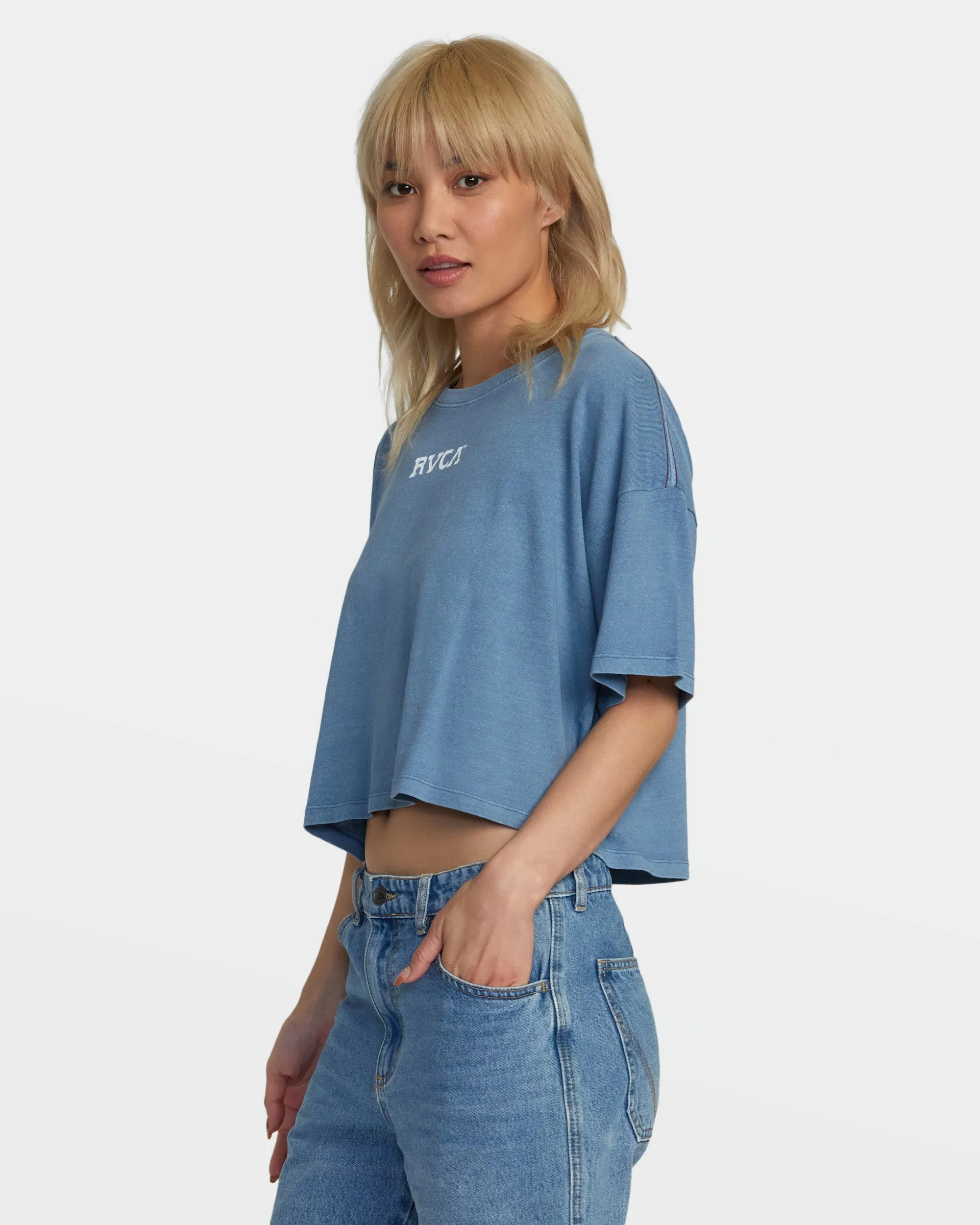 Boyfriend Cropped T-Shirt - Coronet Blue