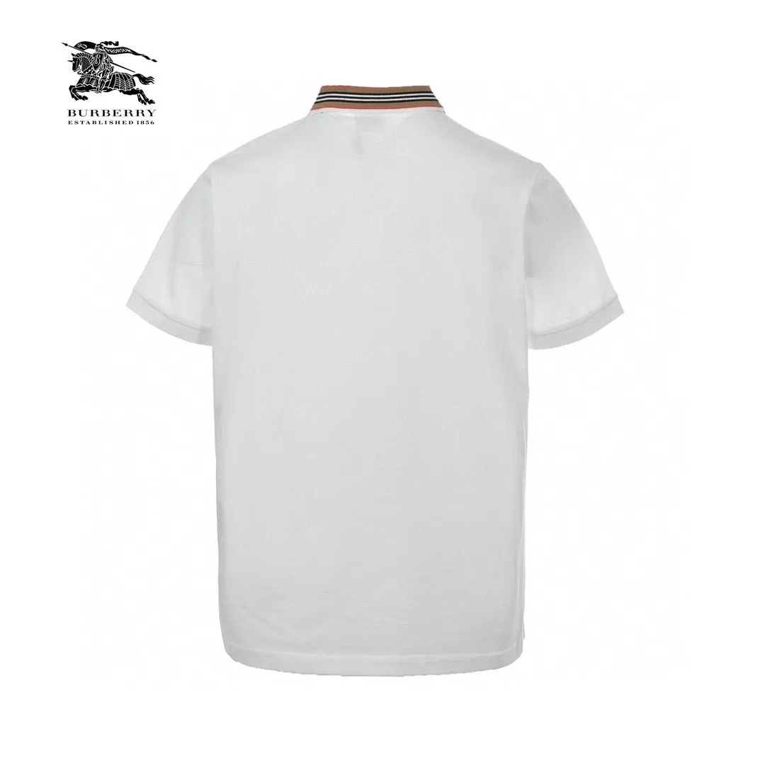 Burberry Striped Collar White Polo Shirt