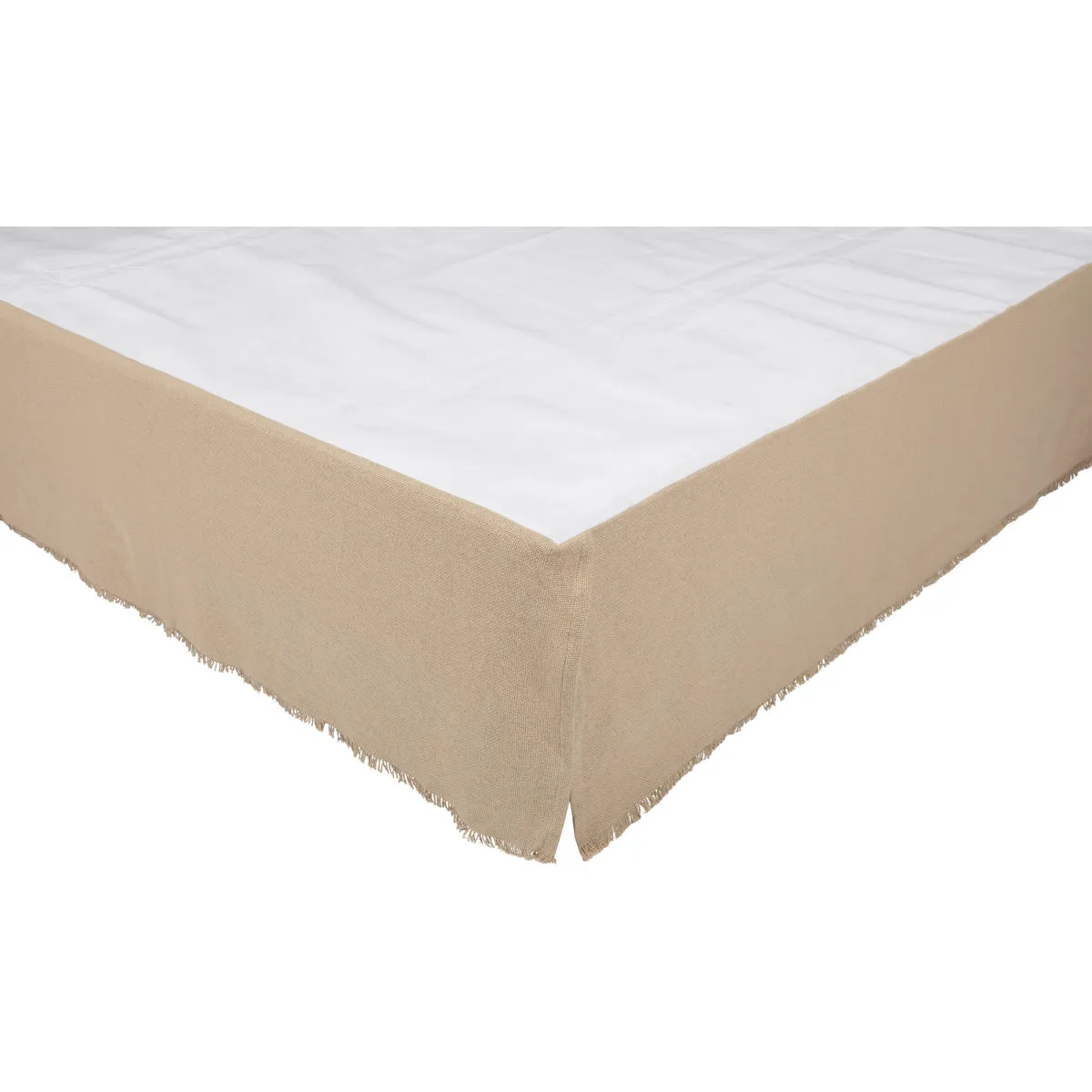 Burlap Vintage Fringed Queen Bed Skirt 60x80x16