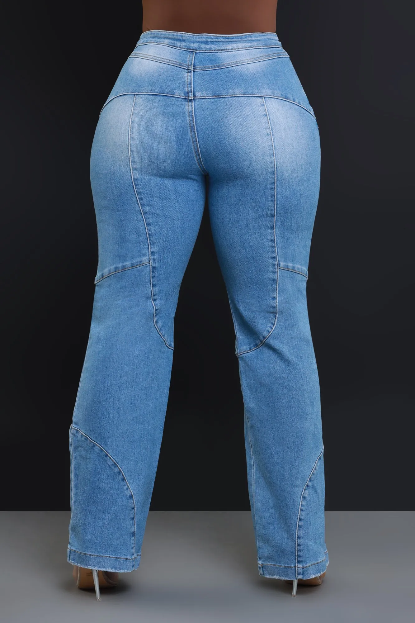 Busy Signal Patchwork Hourglass Straight Leg Jeans - Light Wash