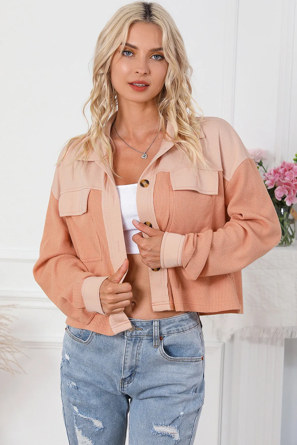 Button Down Dropped Shoulder Jacket