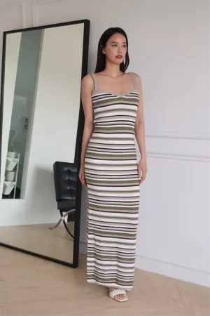 Cali sunshine stripes knit dress in green