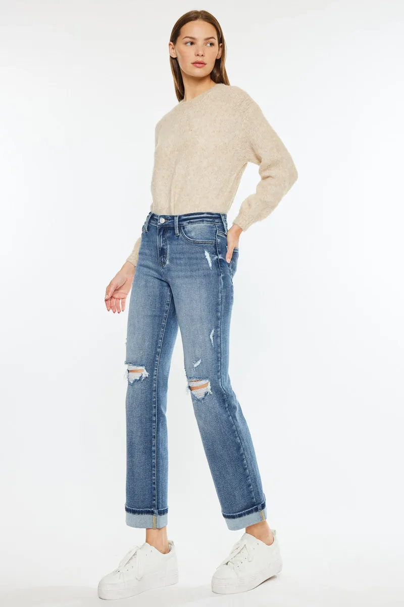 Carrie Mid Rise True Straight Leg Jeans