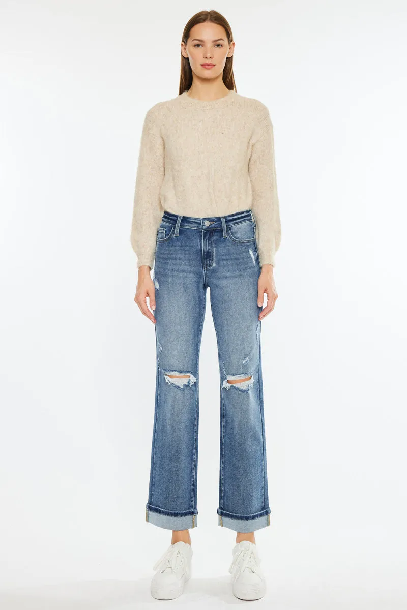 Carrie Mid Rise True Straight Leg Jeans