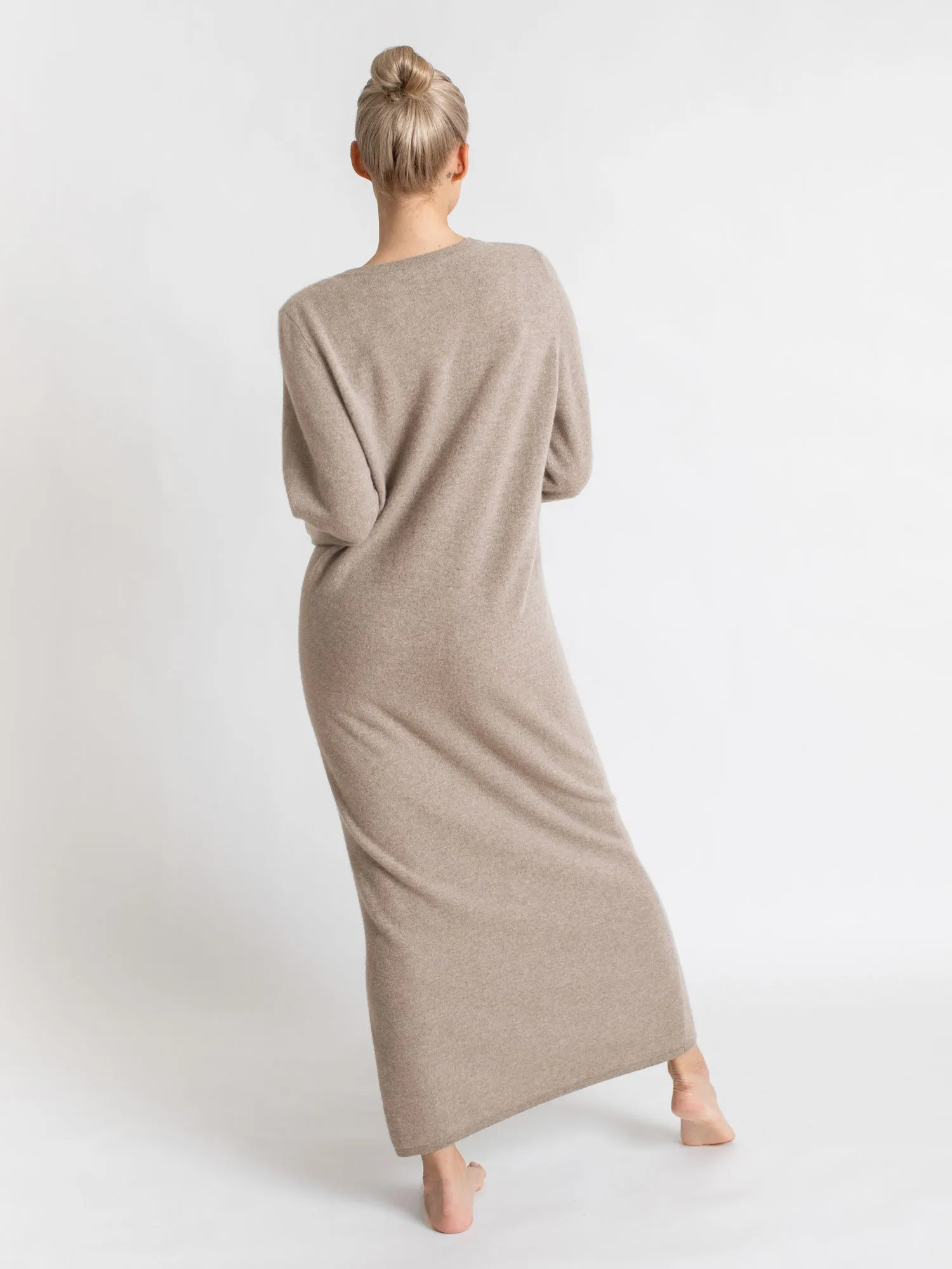 Cashmere dress "Bohème maxi" - toast