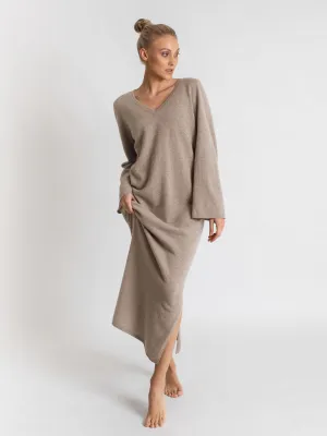 Cashmere dress "Bohème maxi" - toast