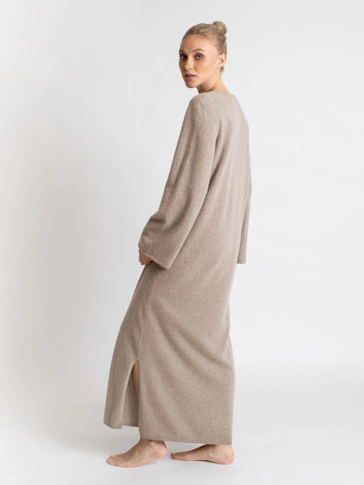 Cashmere dress "Bohème maxi" - toast